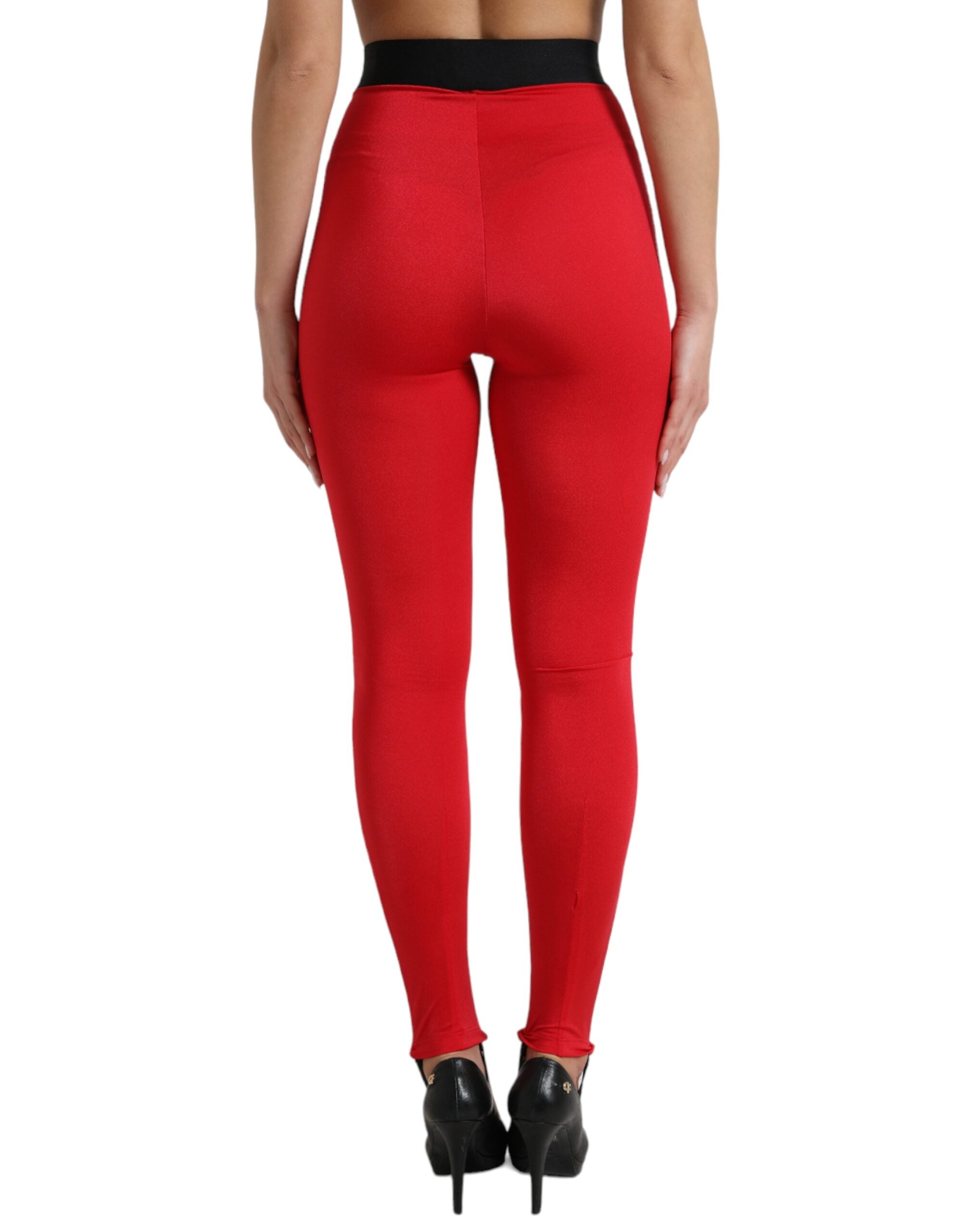 Dolce &amp; Gabbana Leggings rouges élégants taille haute