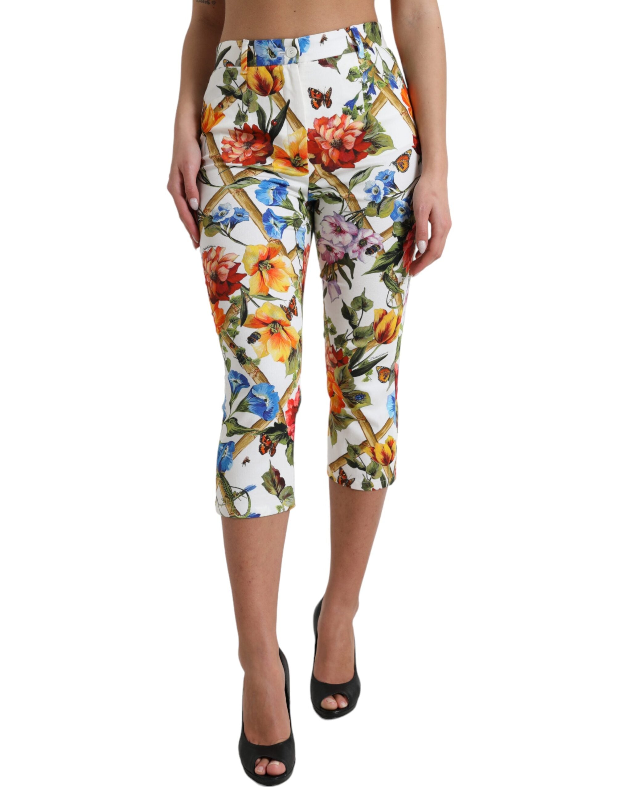 Dolce &amp; Gabbana Pantalon de mode court taille haute à fleurs