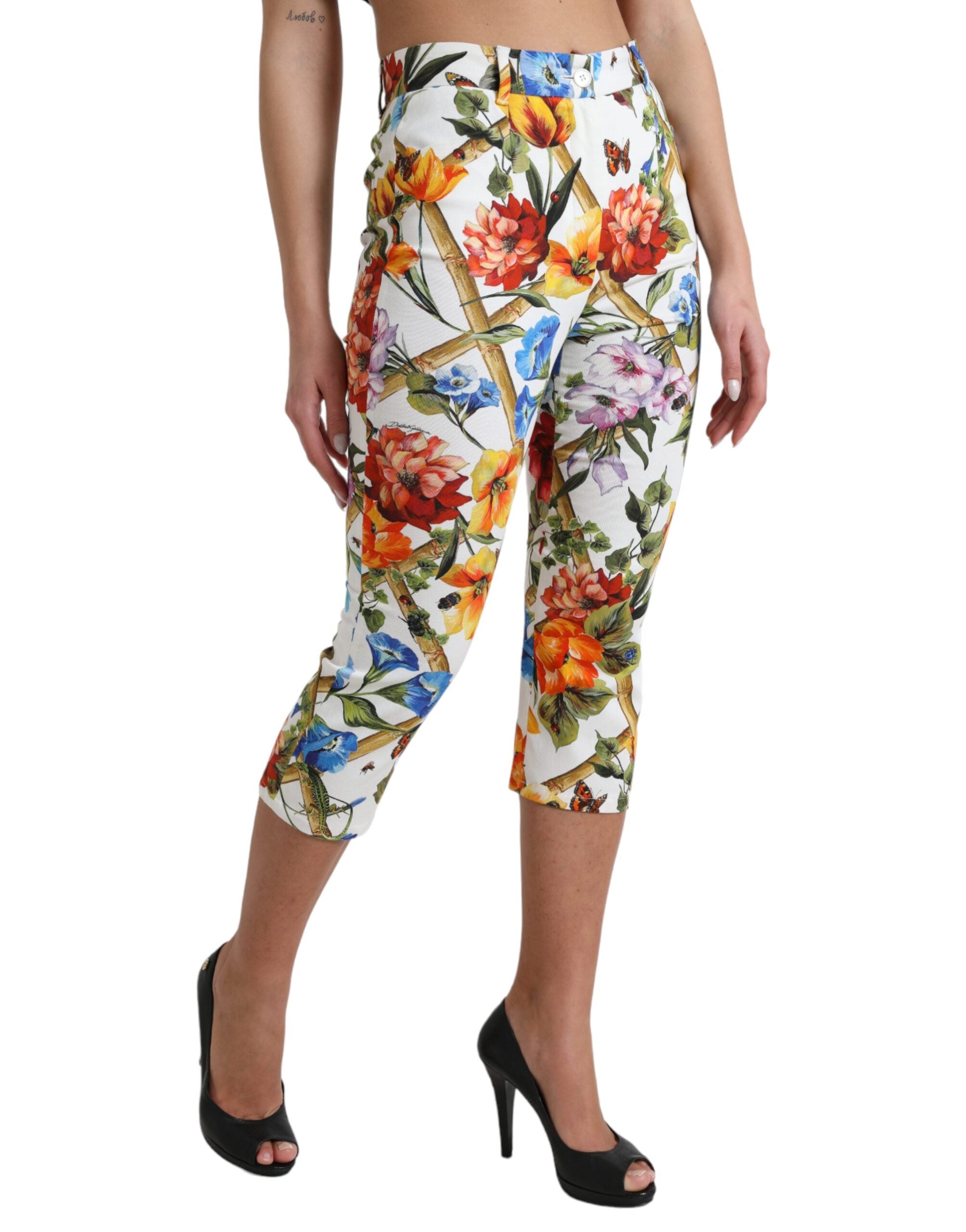 Dolce &amp; Gabbana Pantalon de mode court taille haute à fleurs