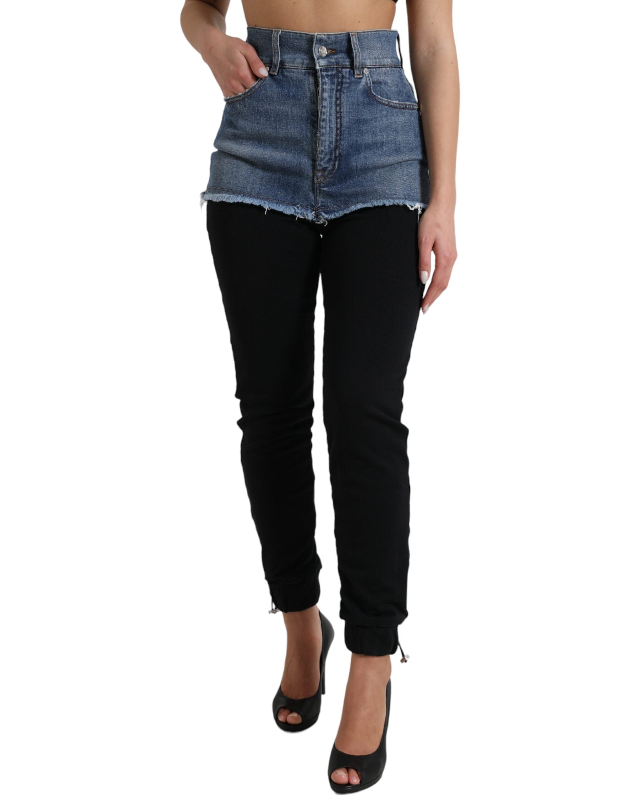 Dolce &amp; Gabbana Chic Pantalon skinny taille haute avec short en jean