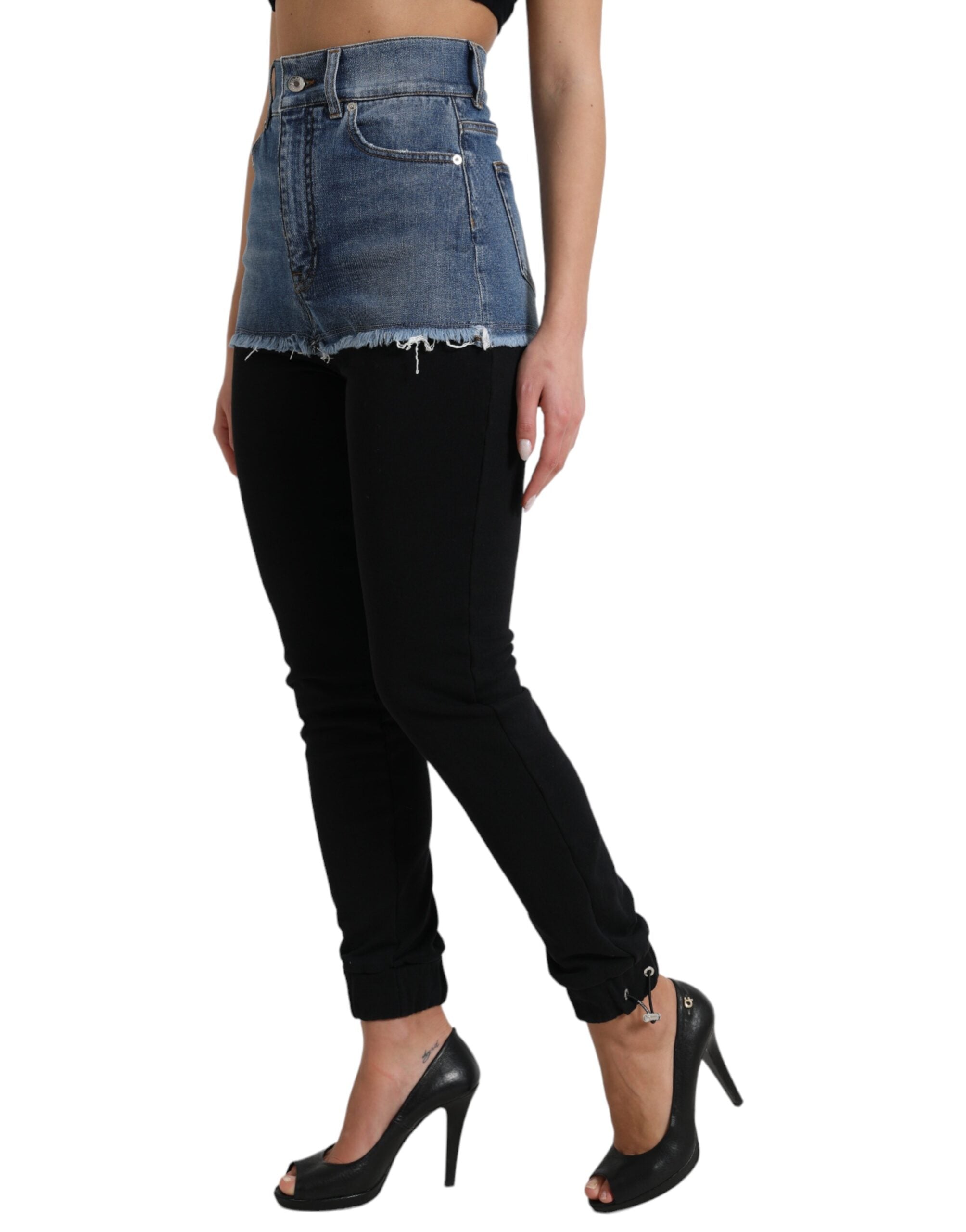 Dolce &amp; Gabbana Chic Pantalon skinny taille haute avec short en jean