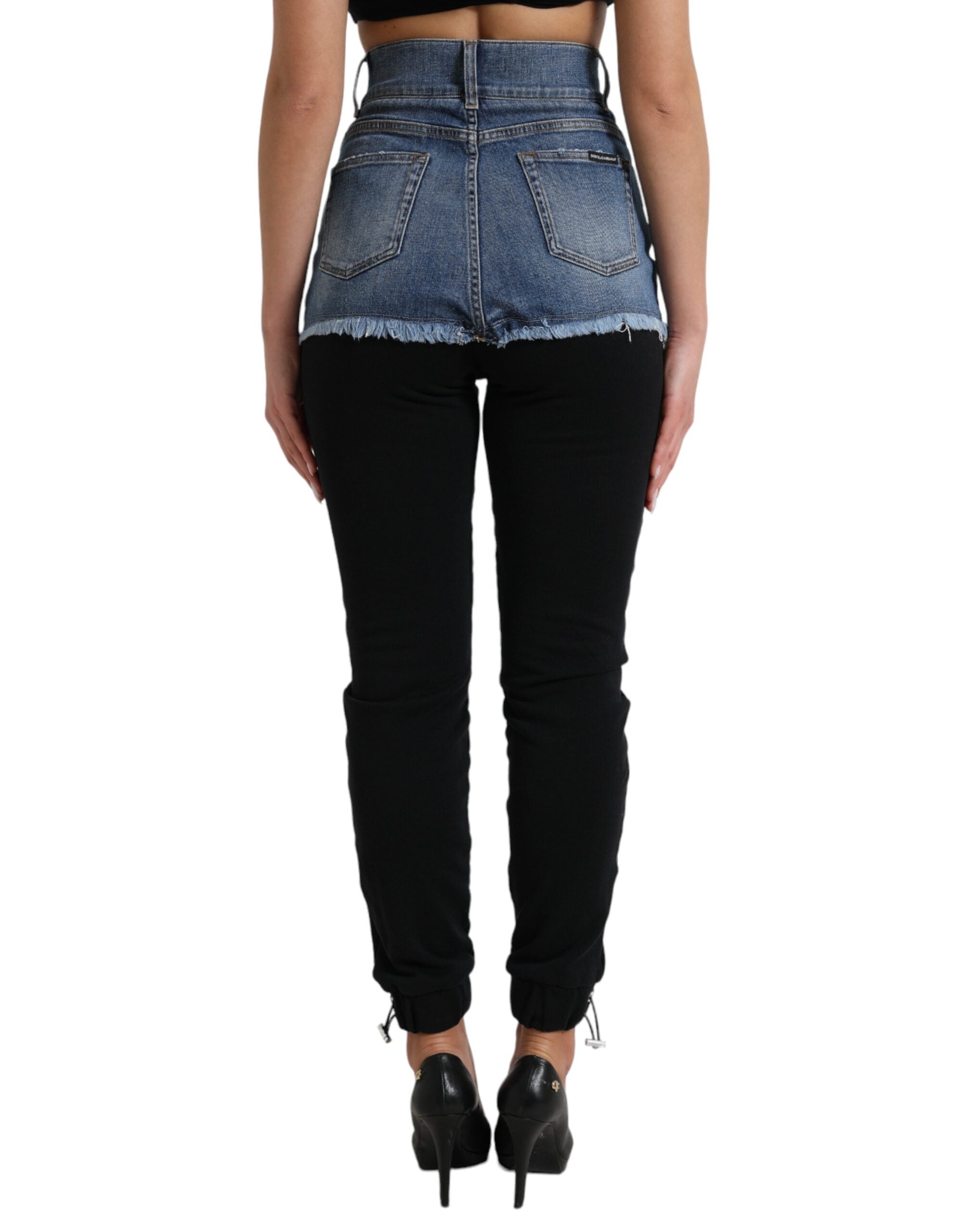 Dolce &amp; Gabbana Chic Pantalon skinny taille haute avec short en jean