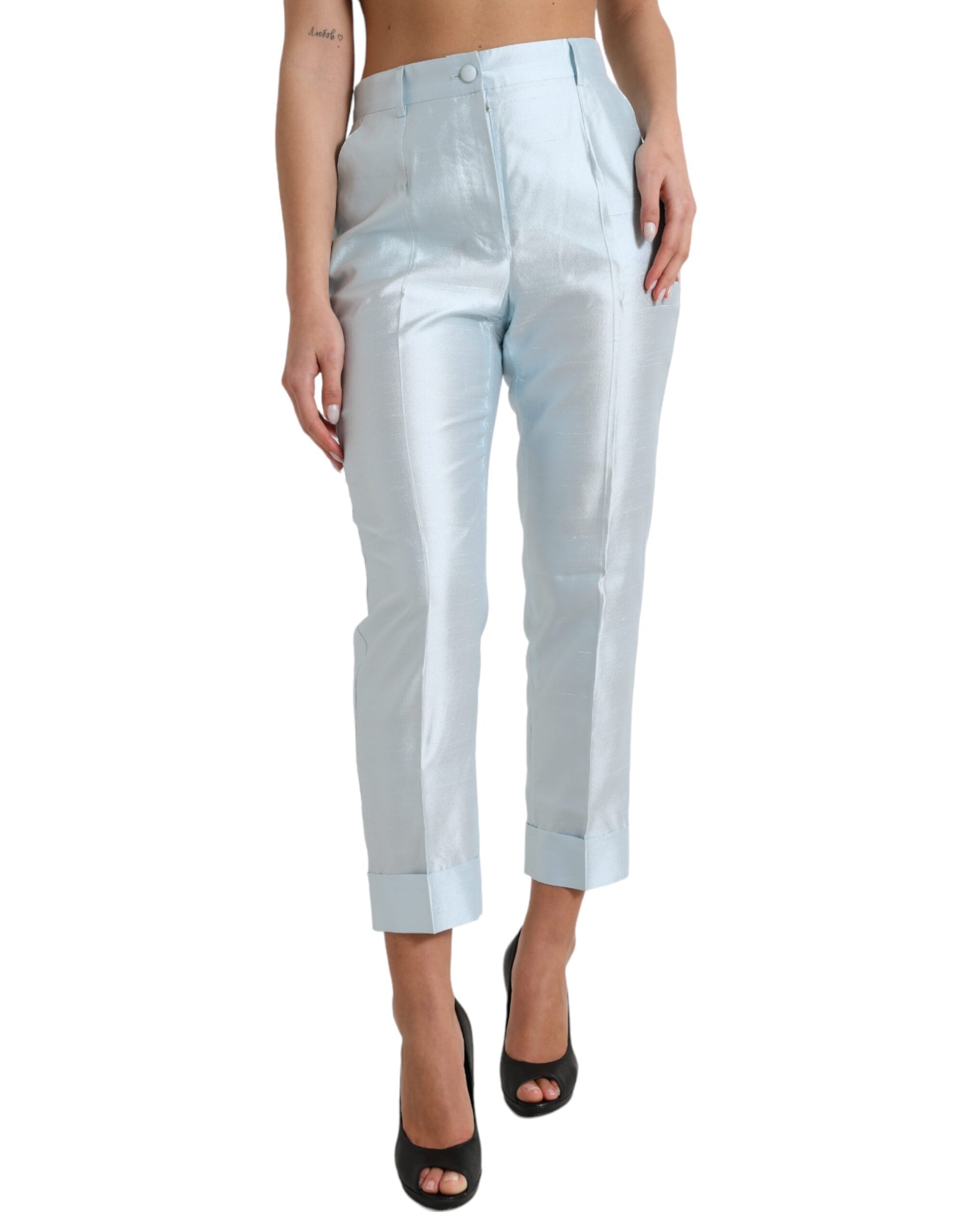 Dolce &amp; Gabbana Chic Pantalon court taille haute bleu ciel