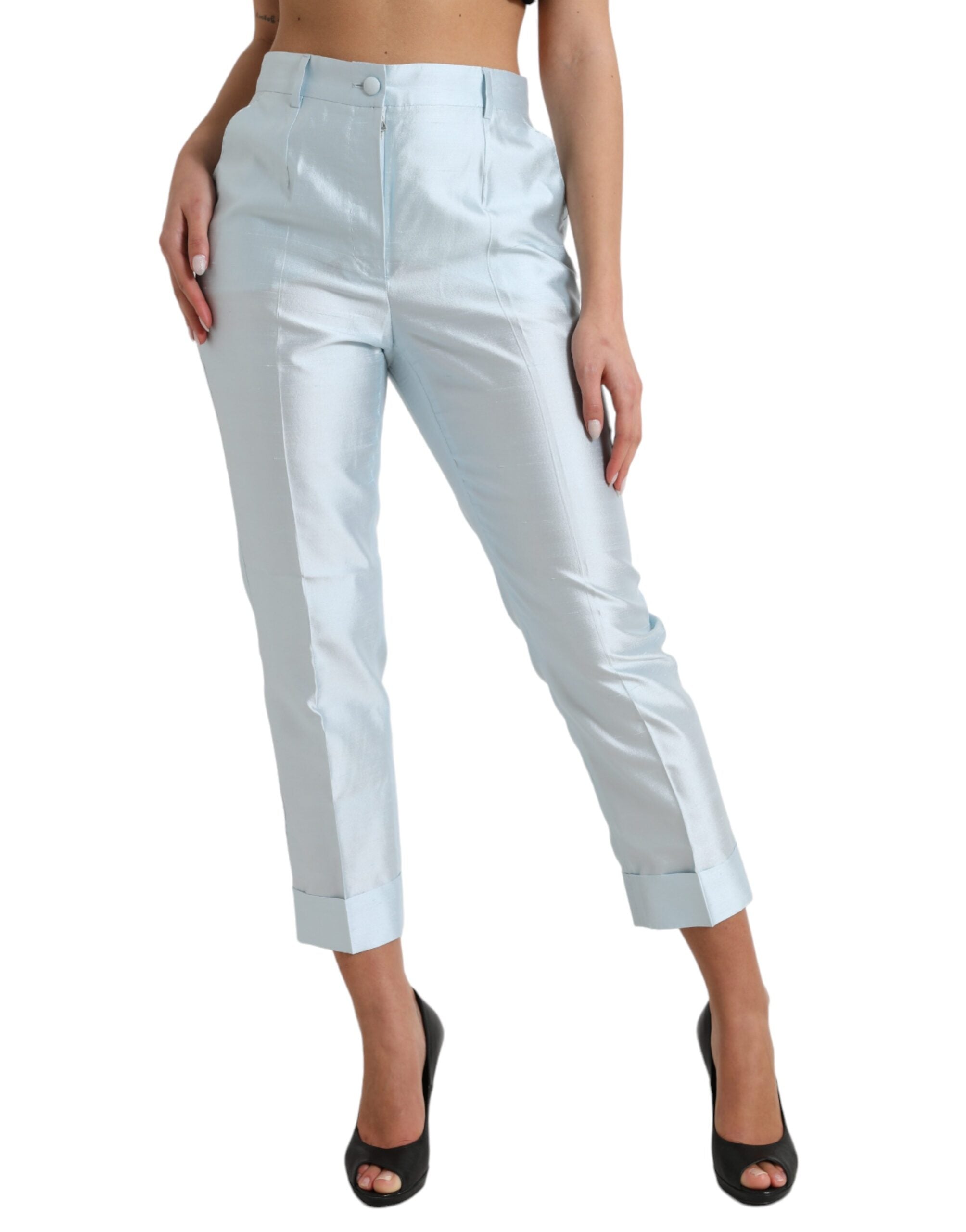 Dolce &amp; Gabbana Chic Pantalon court taille haute bleu ciel