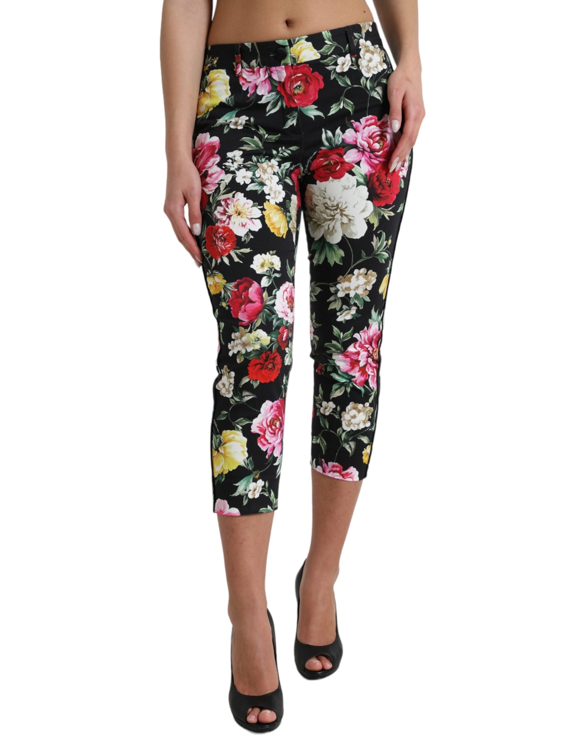 Dolce &amp; Gabbana Pantalon court élégant à fleurs taille moyenne