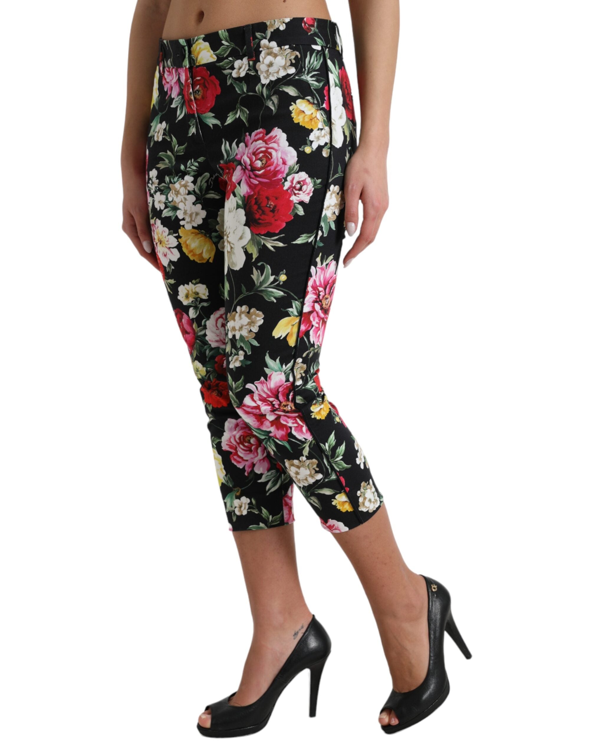 Dolce &amp; Gabbana Pantalon court élégant à fleurs taille moyenne