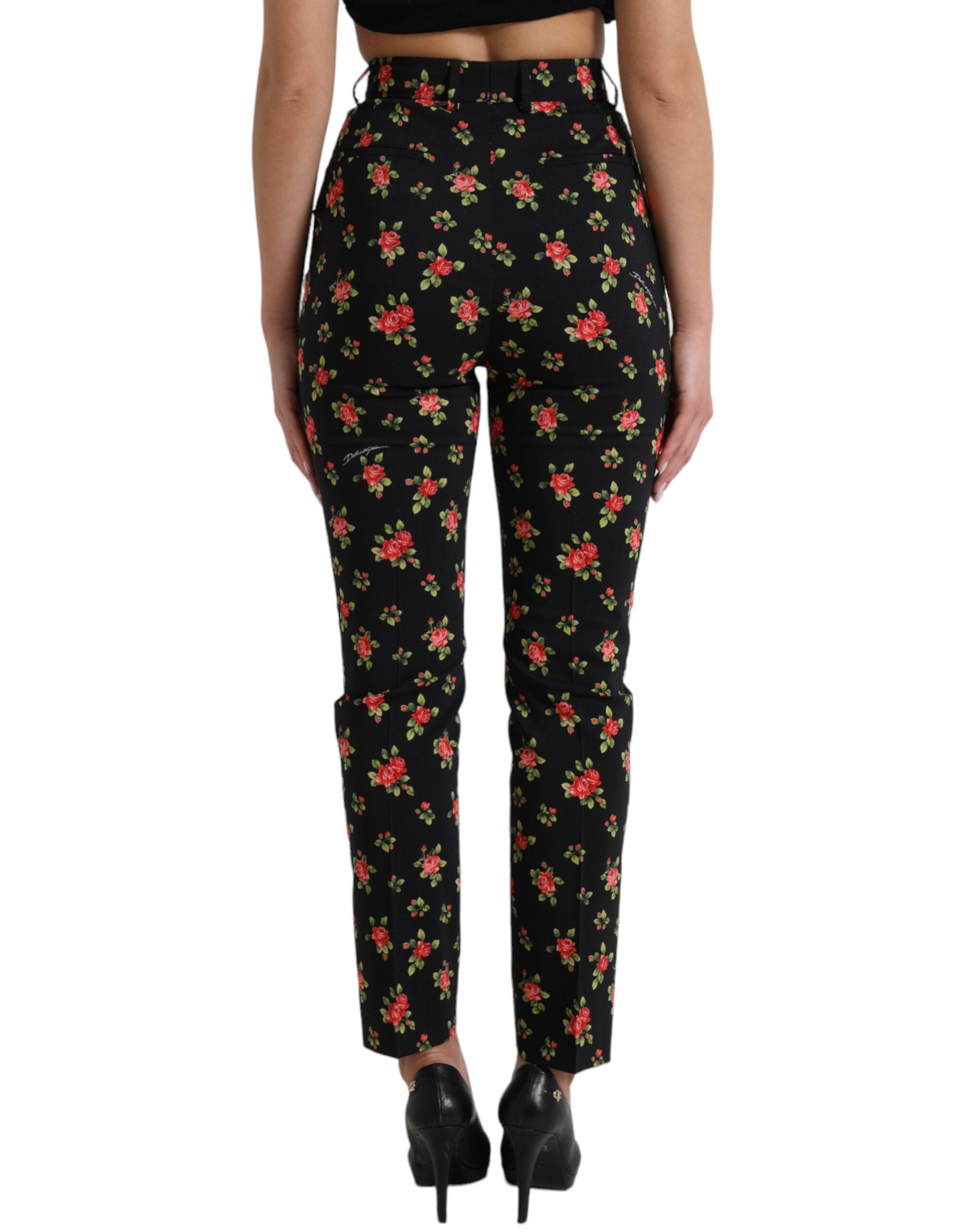 Dolce &amp; Gabbana Pantalon fuselé à fleurs élégant taille haute