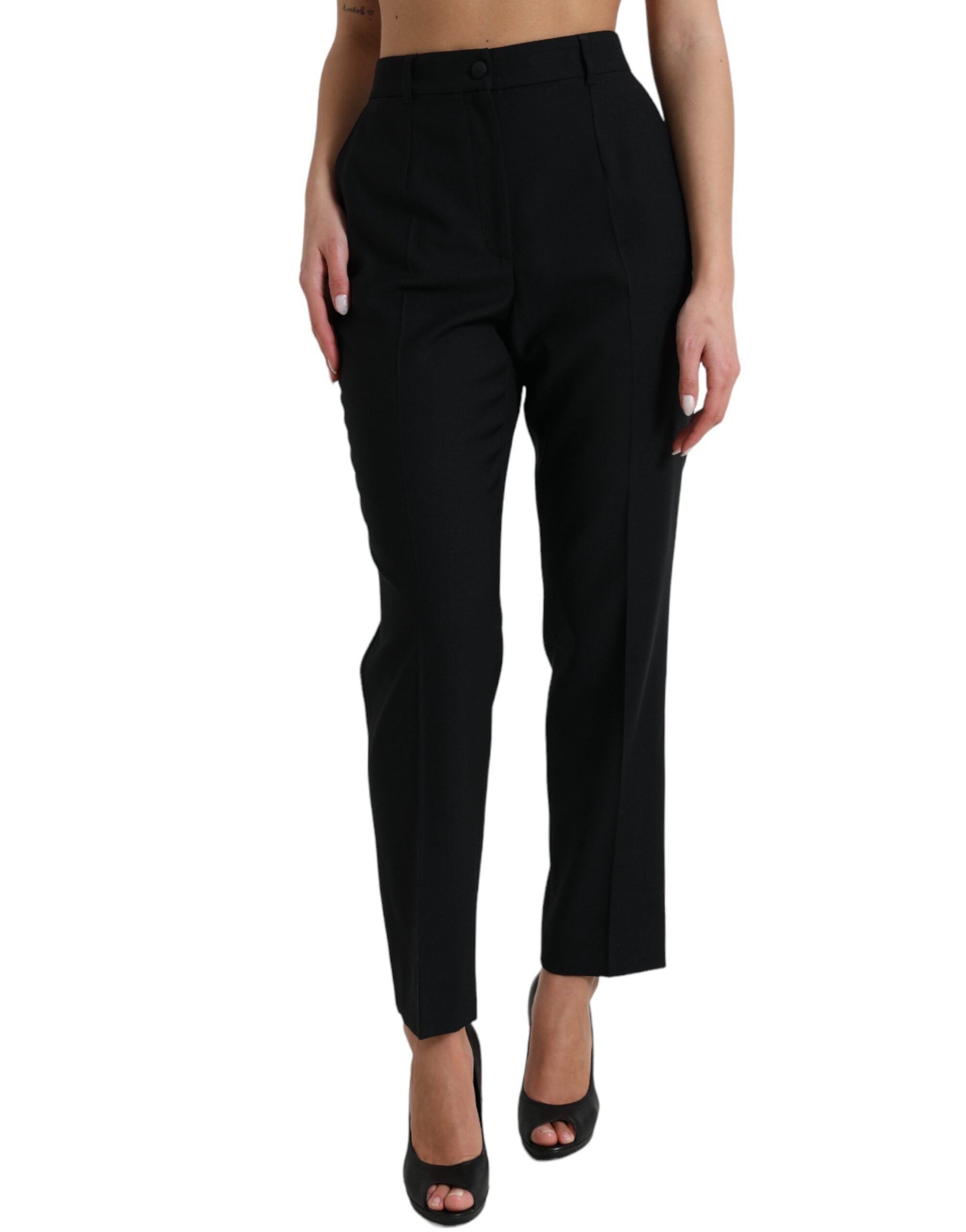 Dolce &amp; Gabbana Pantalon élégant en laine taille haute