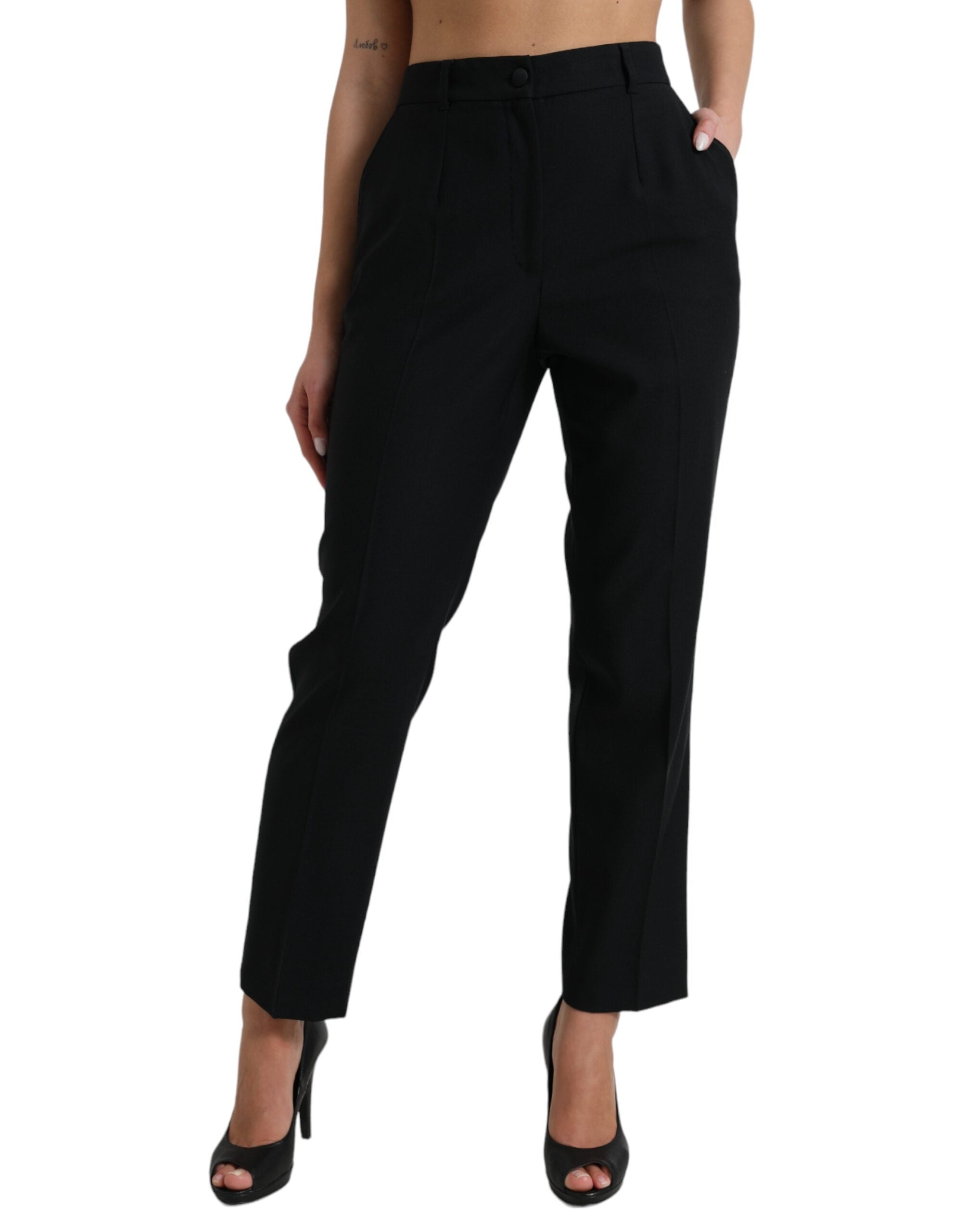 Dolce &amp; Gabbana Pantalon élégant en laine taille haute