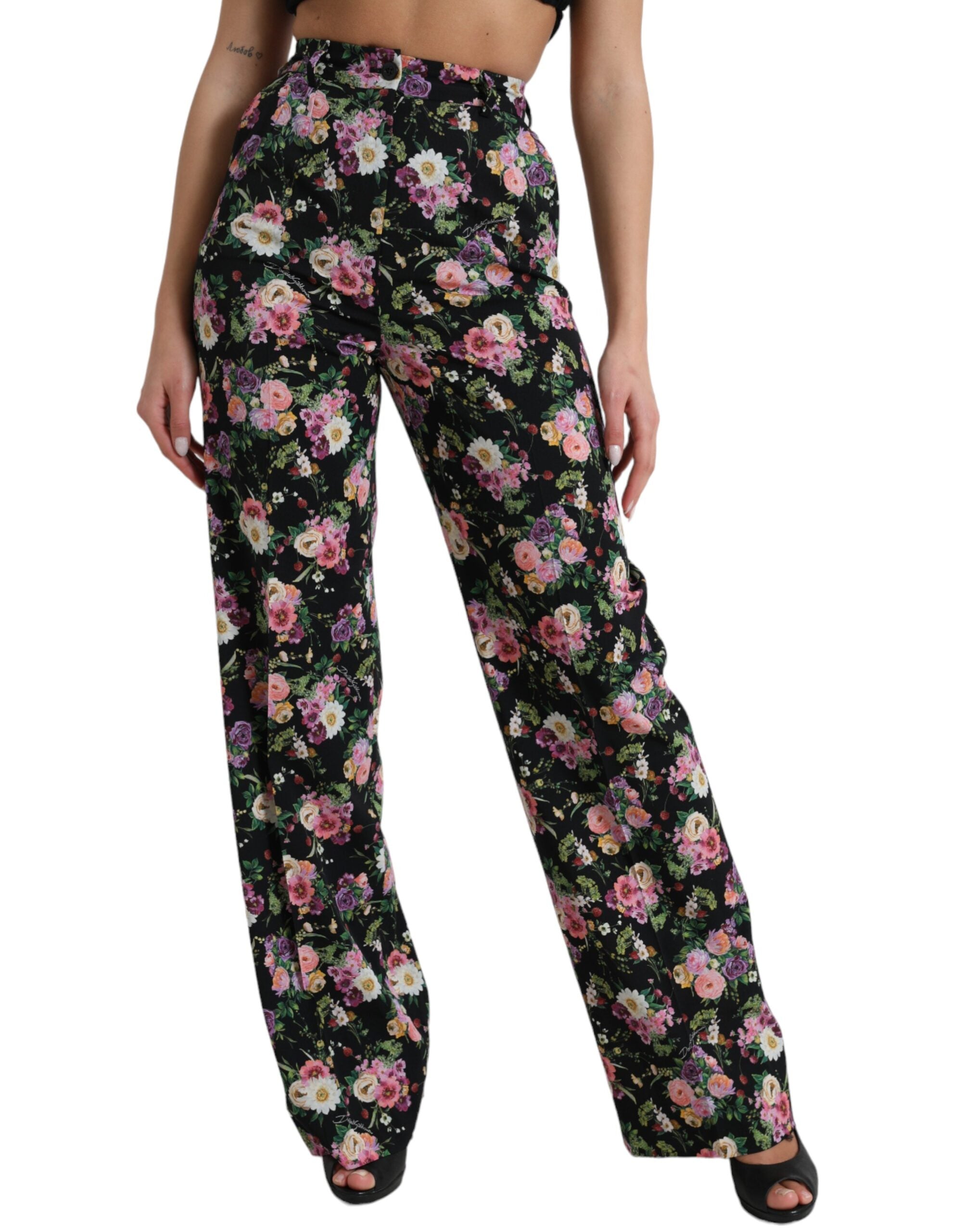 Dolce &amp; Gabbana Pantalon large taille haute à fleurs