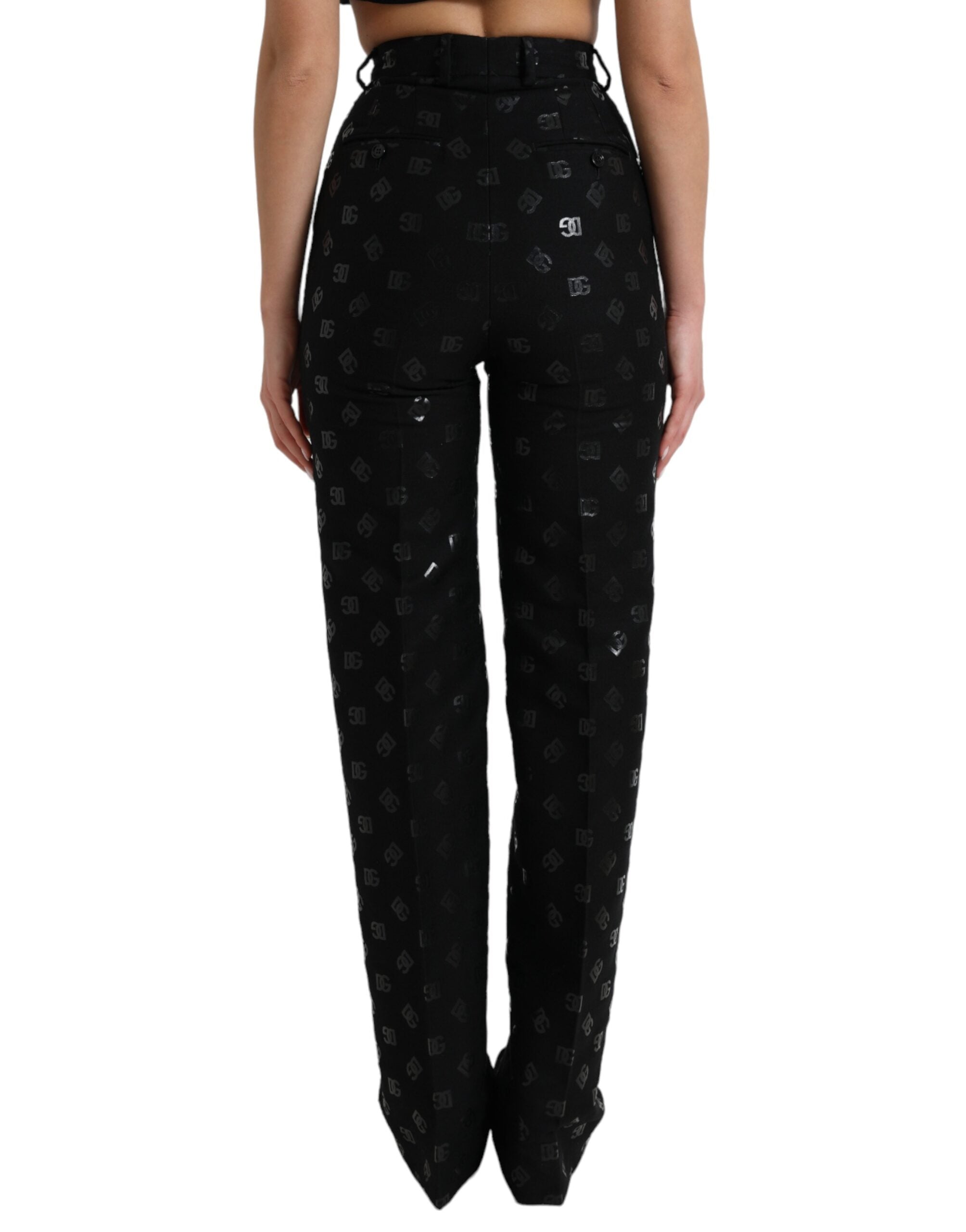 Dolce &amp; Gabbana Chic Pantalon droit taille haute avec logo imprimé