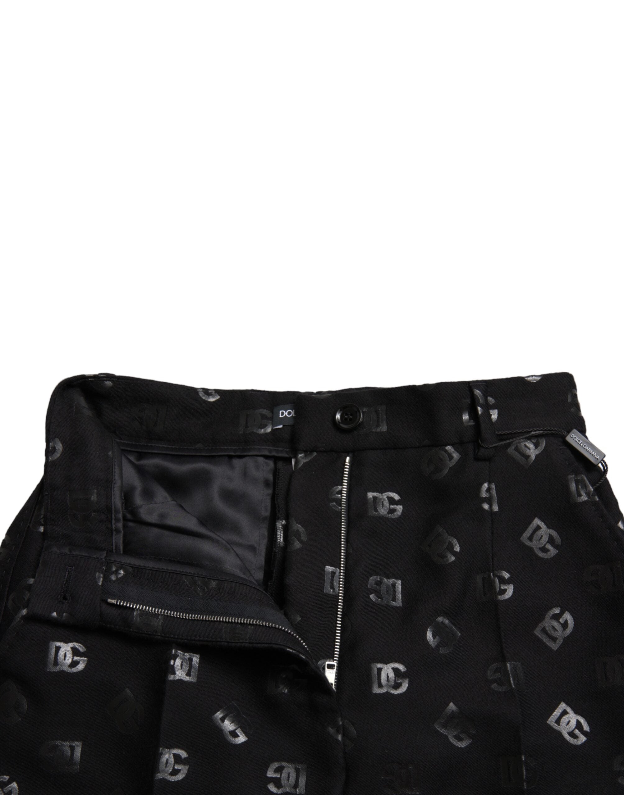 Dolce &amp; Gabbana Chic Pantalon droit taille haute avec logo imprimé