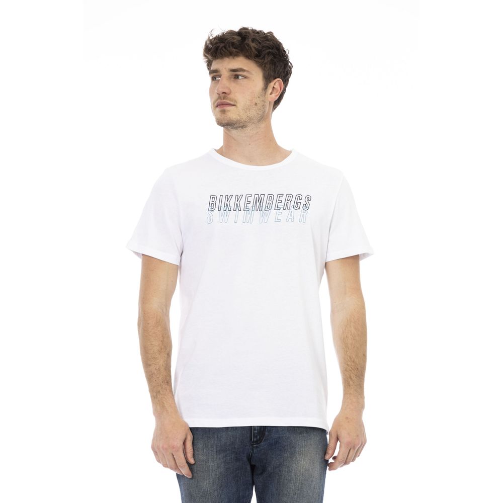 Bikkembergs - T-shirt en coton blanc éclatant avec détail imprimé