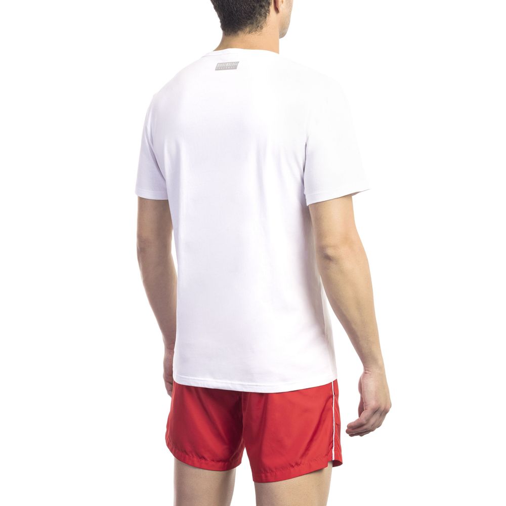 Bikkembergs T-shirt chic blanc imprimé sur le devant avec logo au dos