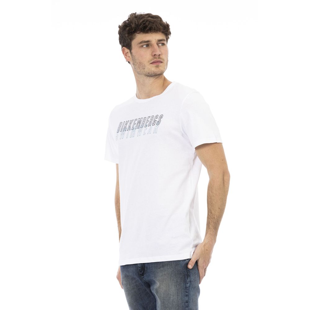 Bikkembergs - T-shirt en coton blanc éclatant avec détail imprimé