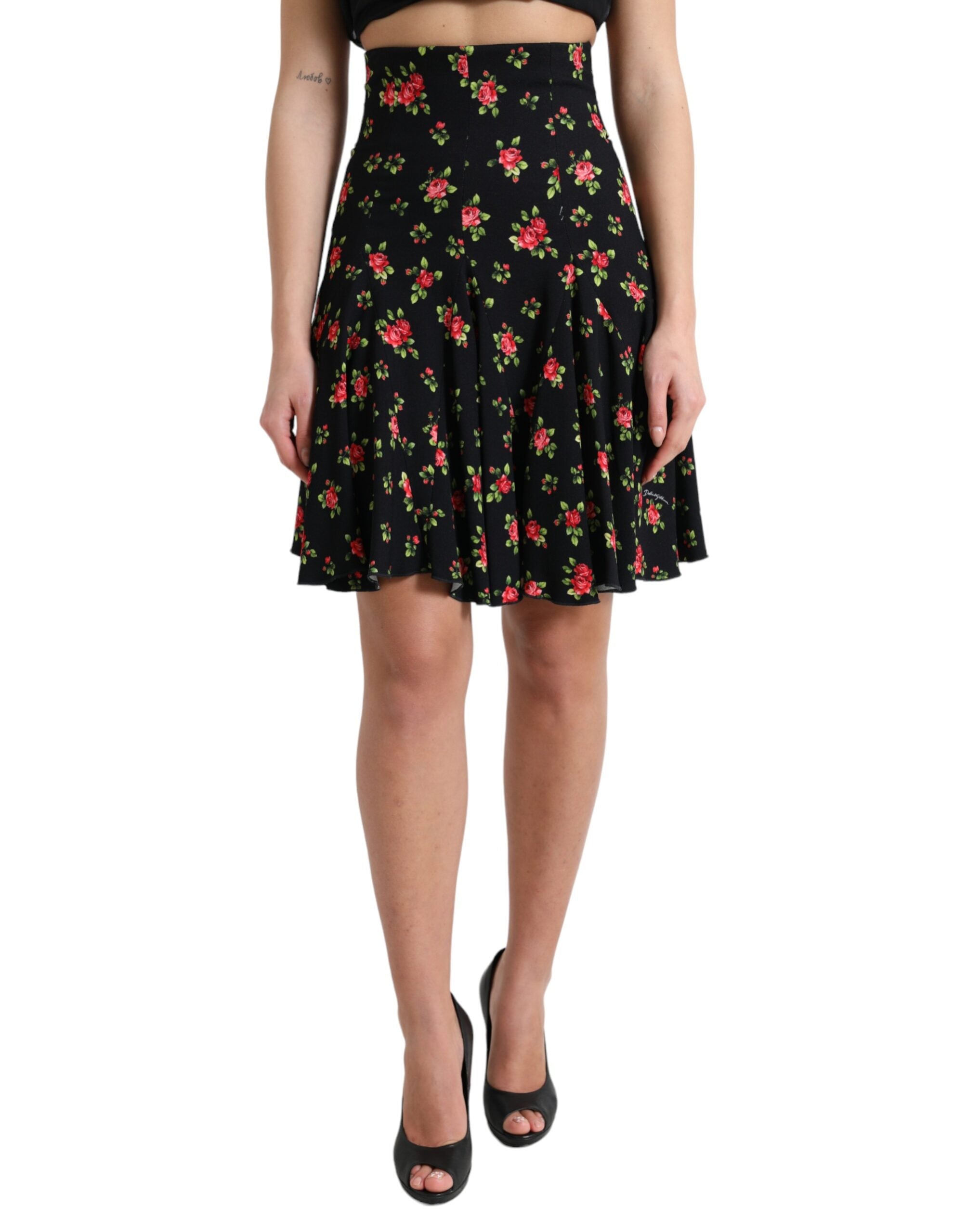 Dolce &amp; Gabbana Mini-jupe trapèze fleurie à taille haute