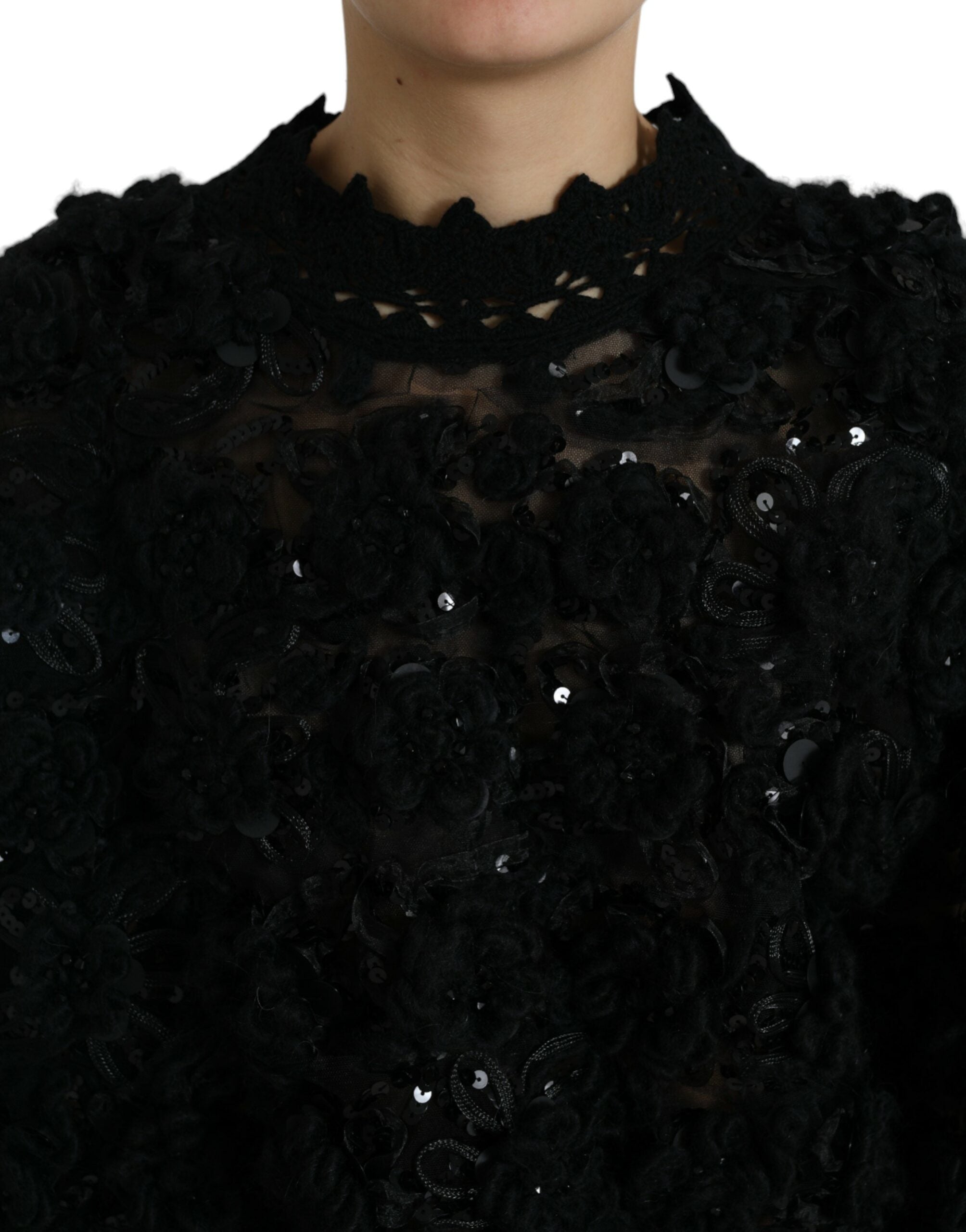 Dolce & Gabbana Pull noir orné de paillettes