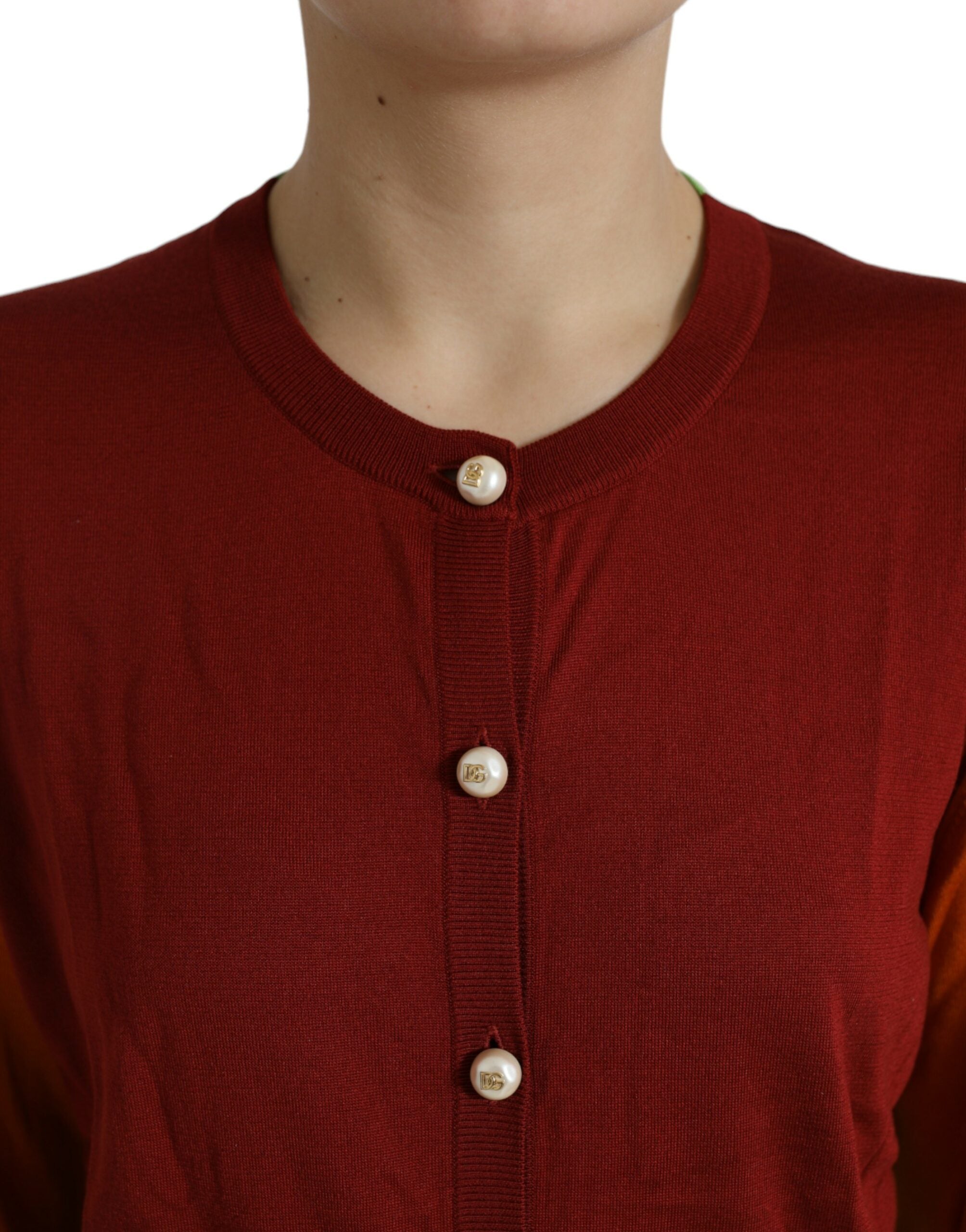 Dolce &amp; Gabbana Cardigan boutonné en soie sur le devant en mélange marron