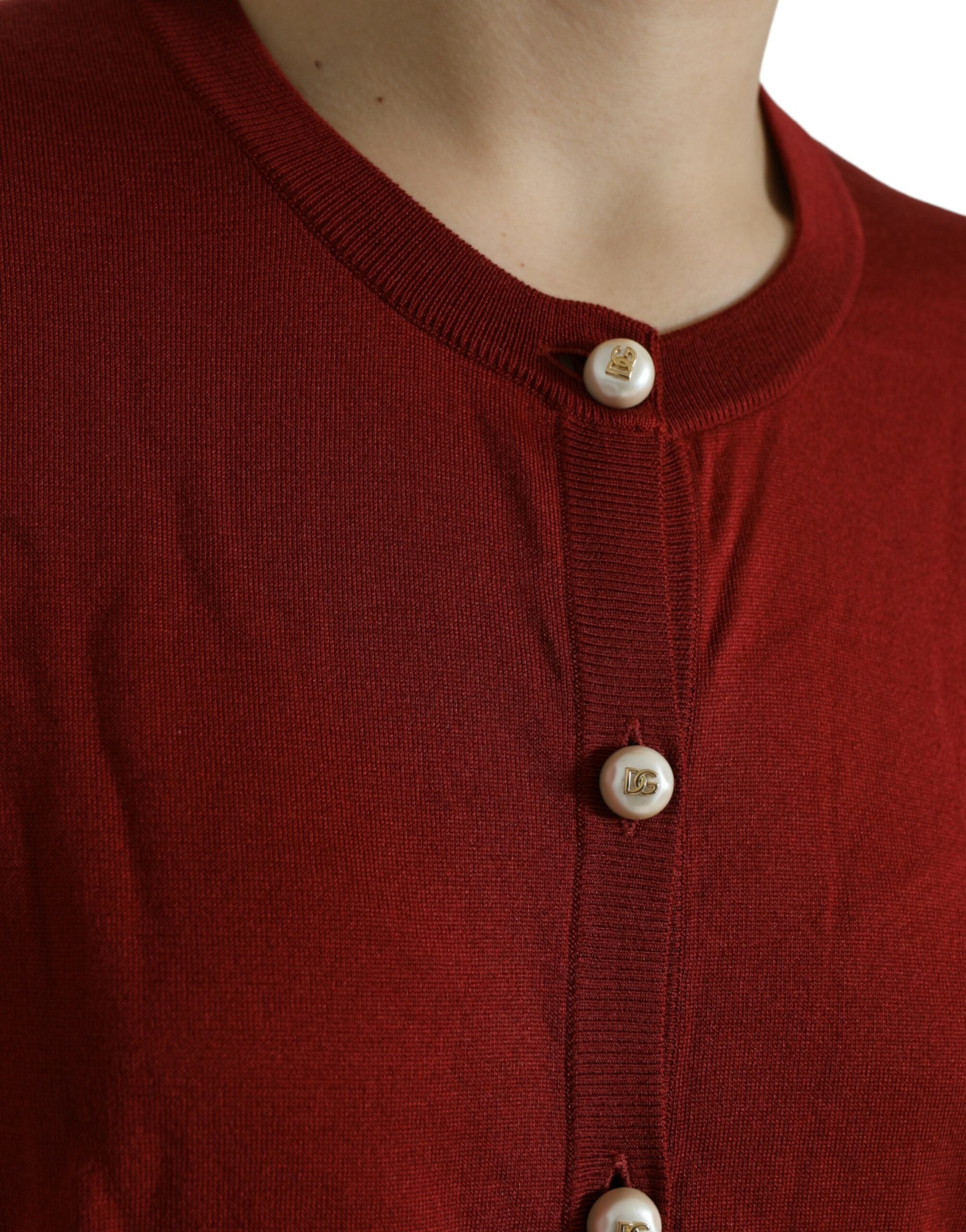 Dolce &amp; Gabbana Cardigan boutonné en soie sur le devant en mélange marron