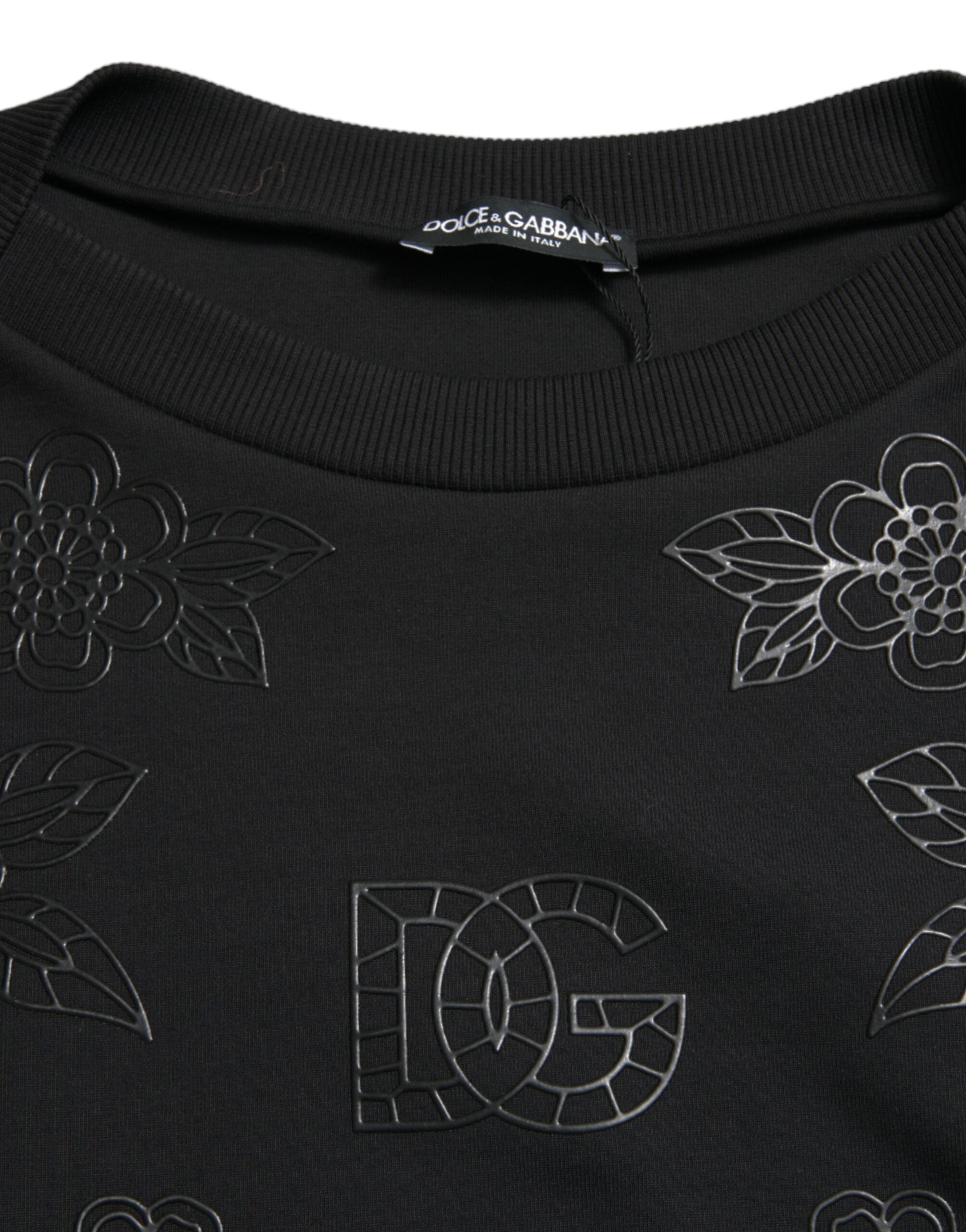 Dolce &amp; Gabbana élégant pull noir à appliques florales