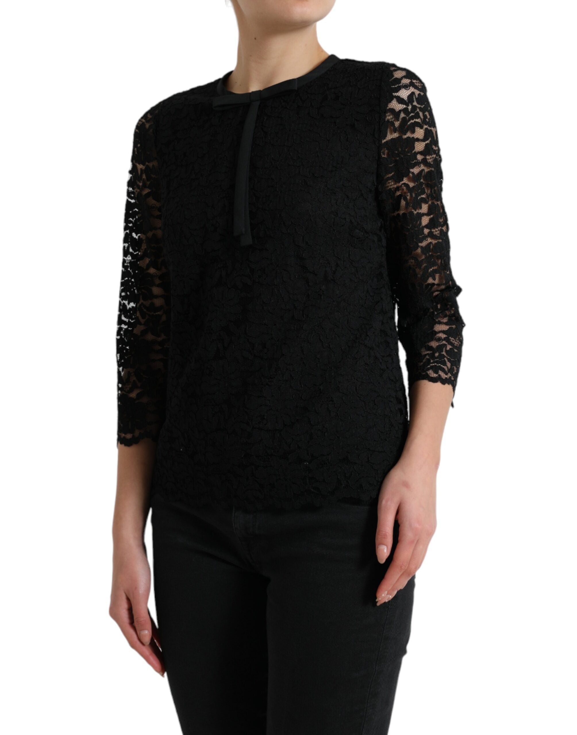 Dolce & Gabbana Elegant Floral Lace Long Sleeve Top