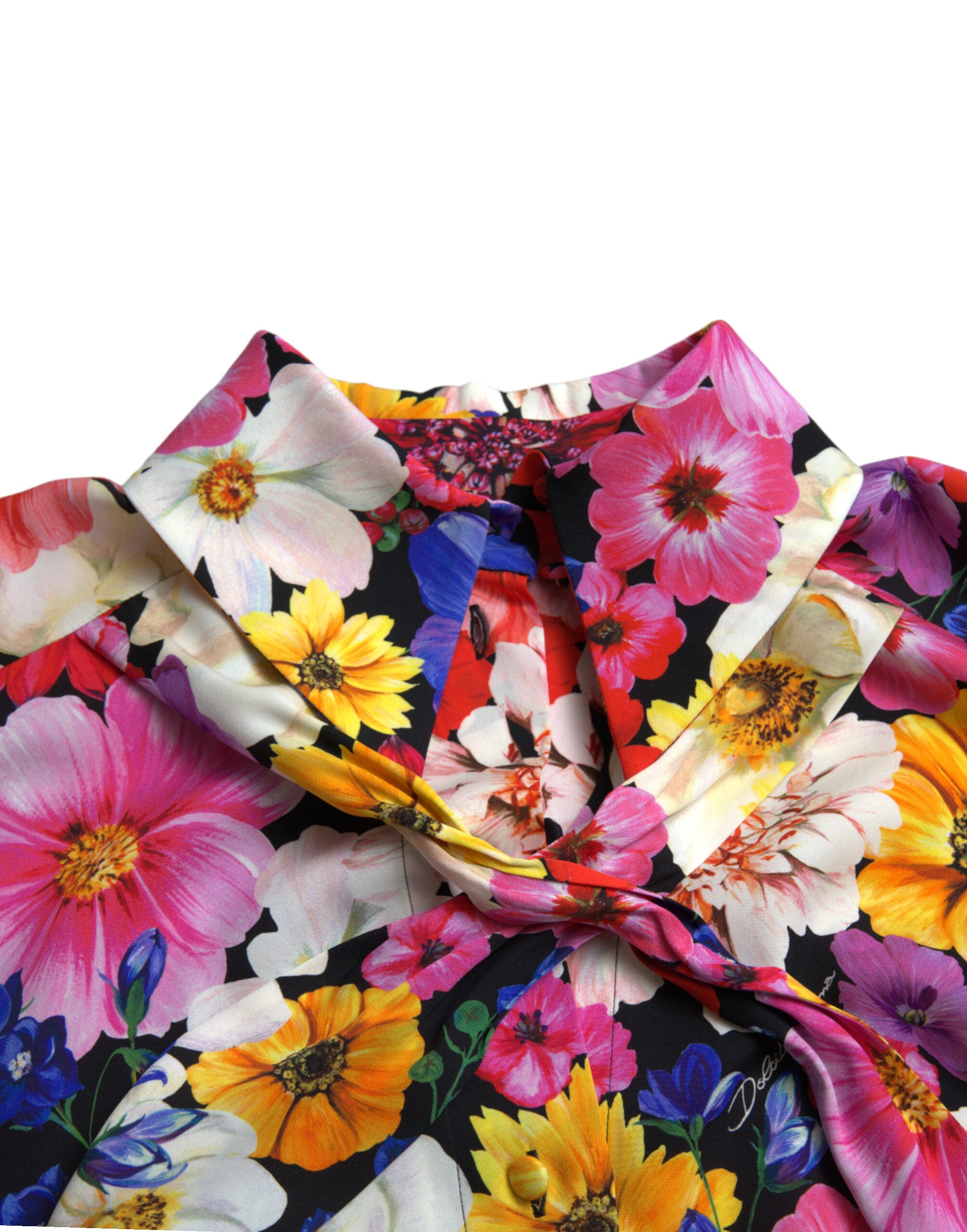 Dolce &amp; Gabbana Blouse en soie florale avec fermeture à nouer sur le devant