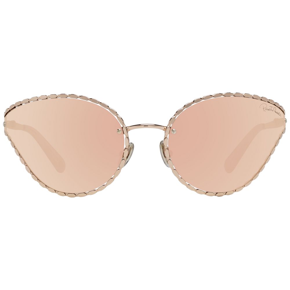 Roberto Cavalli Lunettes de soleil ovales à miroir en or rose