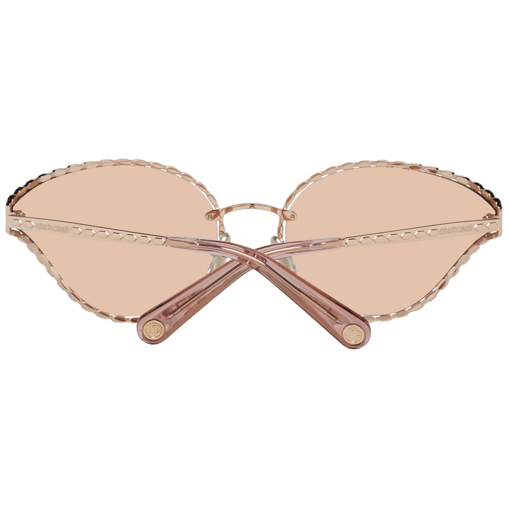 Roberto Cavalli Lunettes de soleil ovales à miroir en or rose