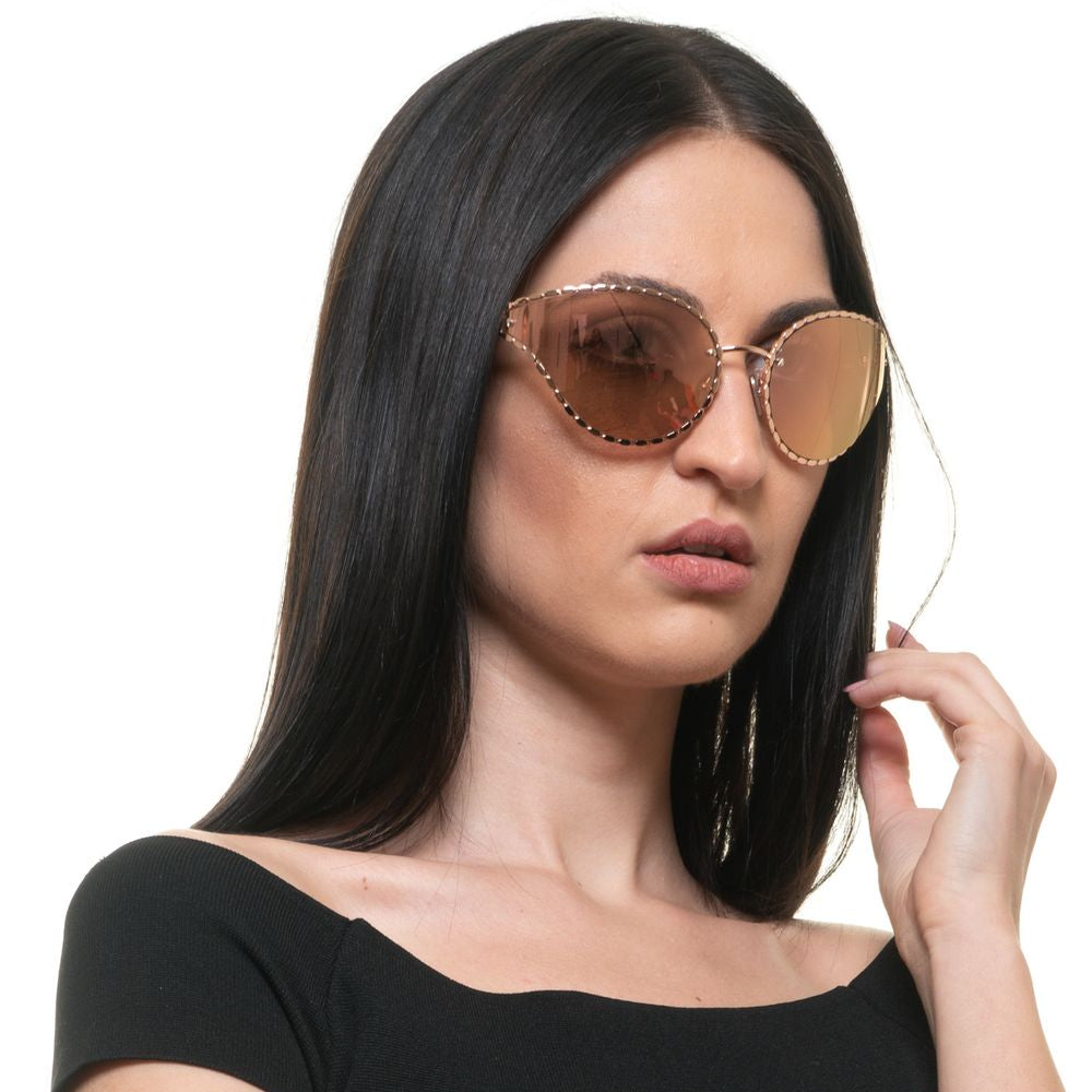 Roberto Cavalli Lunettes de soleil ovales à miroir en or rose