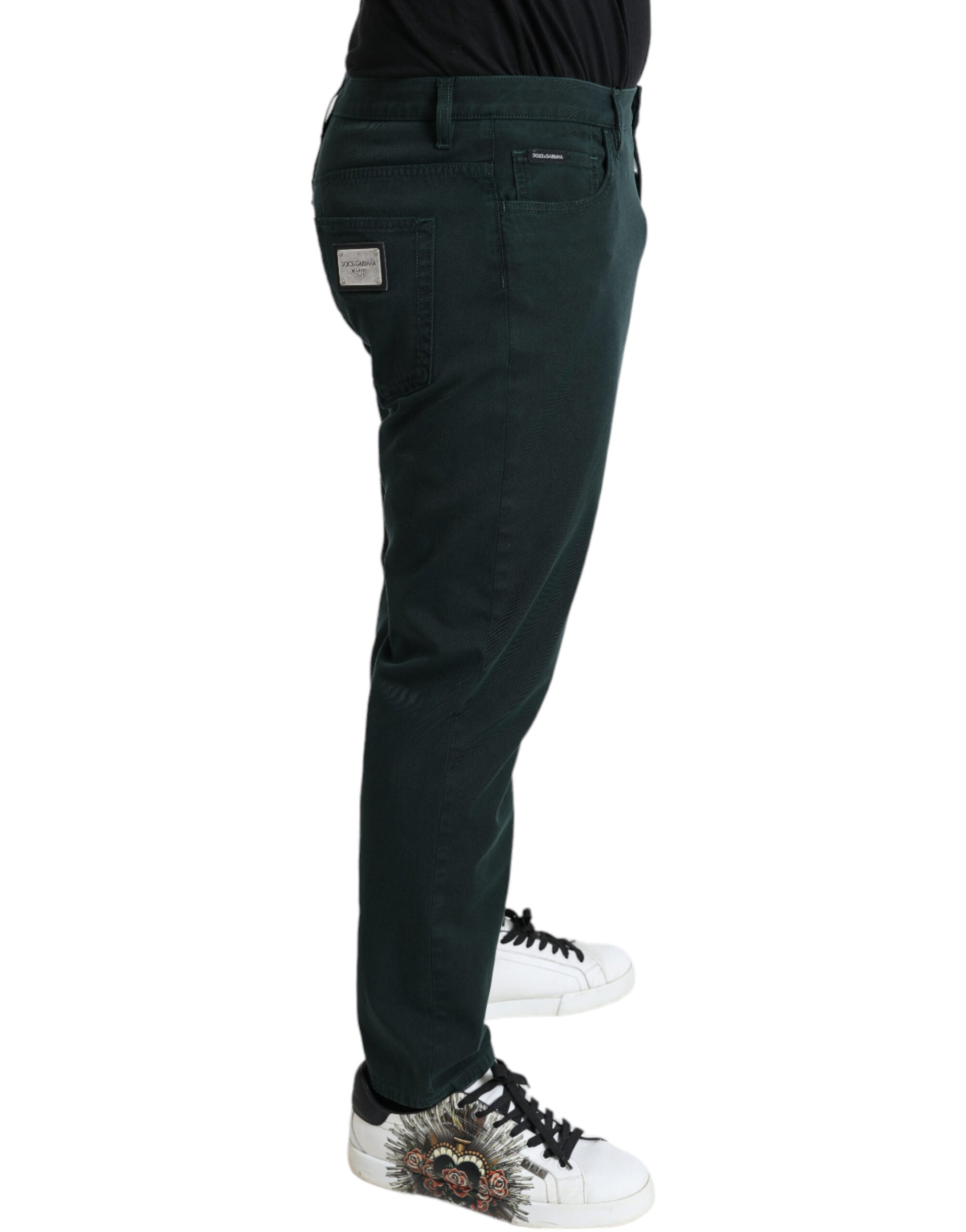 Dolce &amp; Gabbana Jean skinny vert élégant en coton