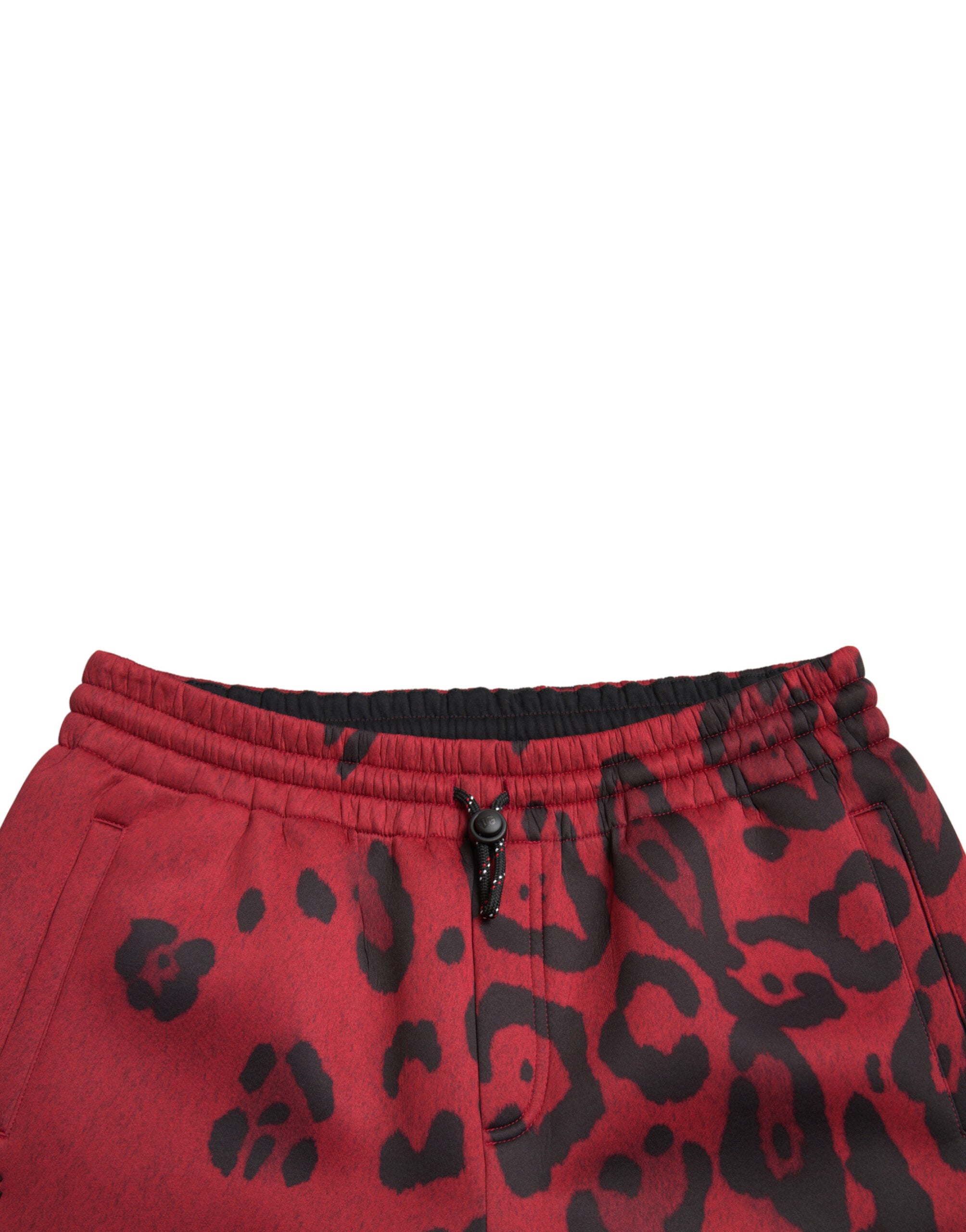 Dolce &amp; Gabbana Pantalon de jogging élégant à imprimé léopard en rouge et noir