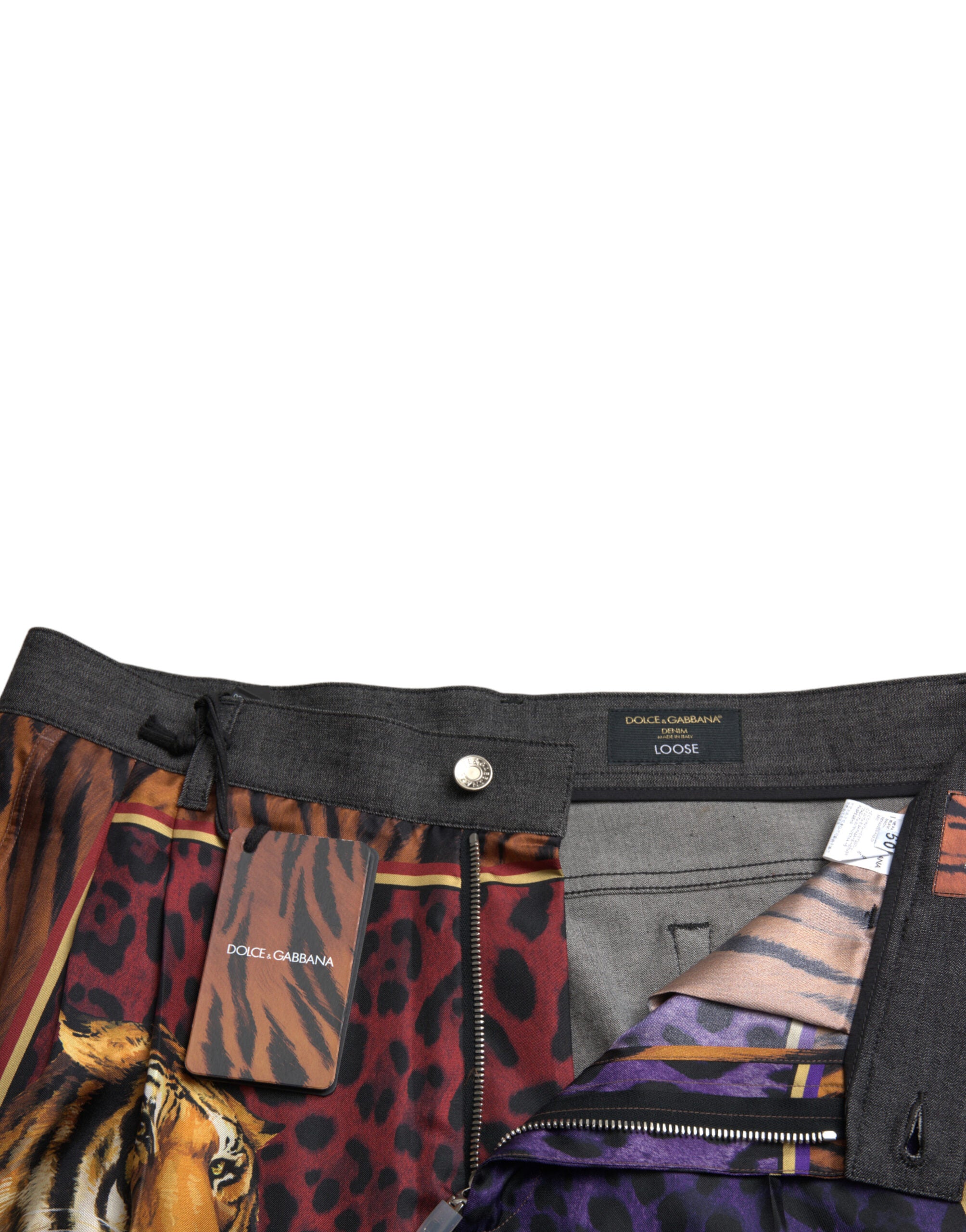 Dolce &amp; Gabbana Jean ample en denim multicolore à imprimé tigre