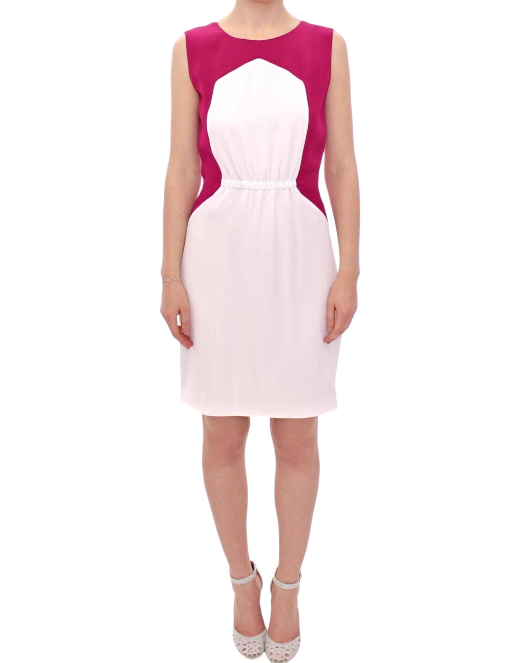 CO|TE Robe droite chic rose et blanche