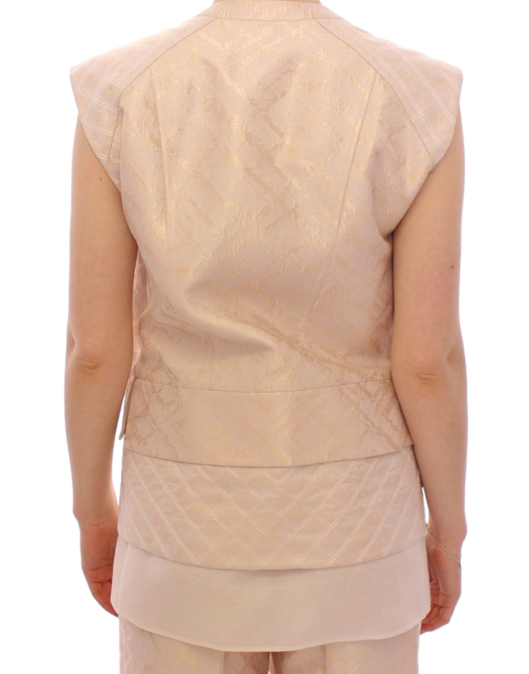 Zeyneptosun Veste sans manches en brocart beige exquis