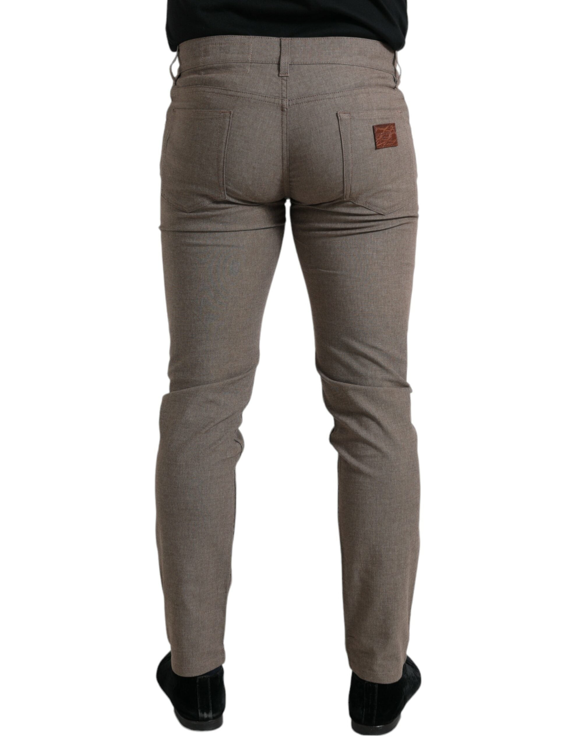 Dolce &amp; Gabbana Pantalon skinny stretch en coton marron élégant