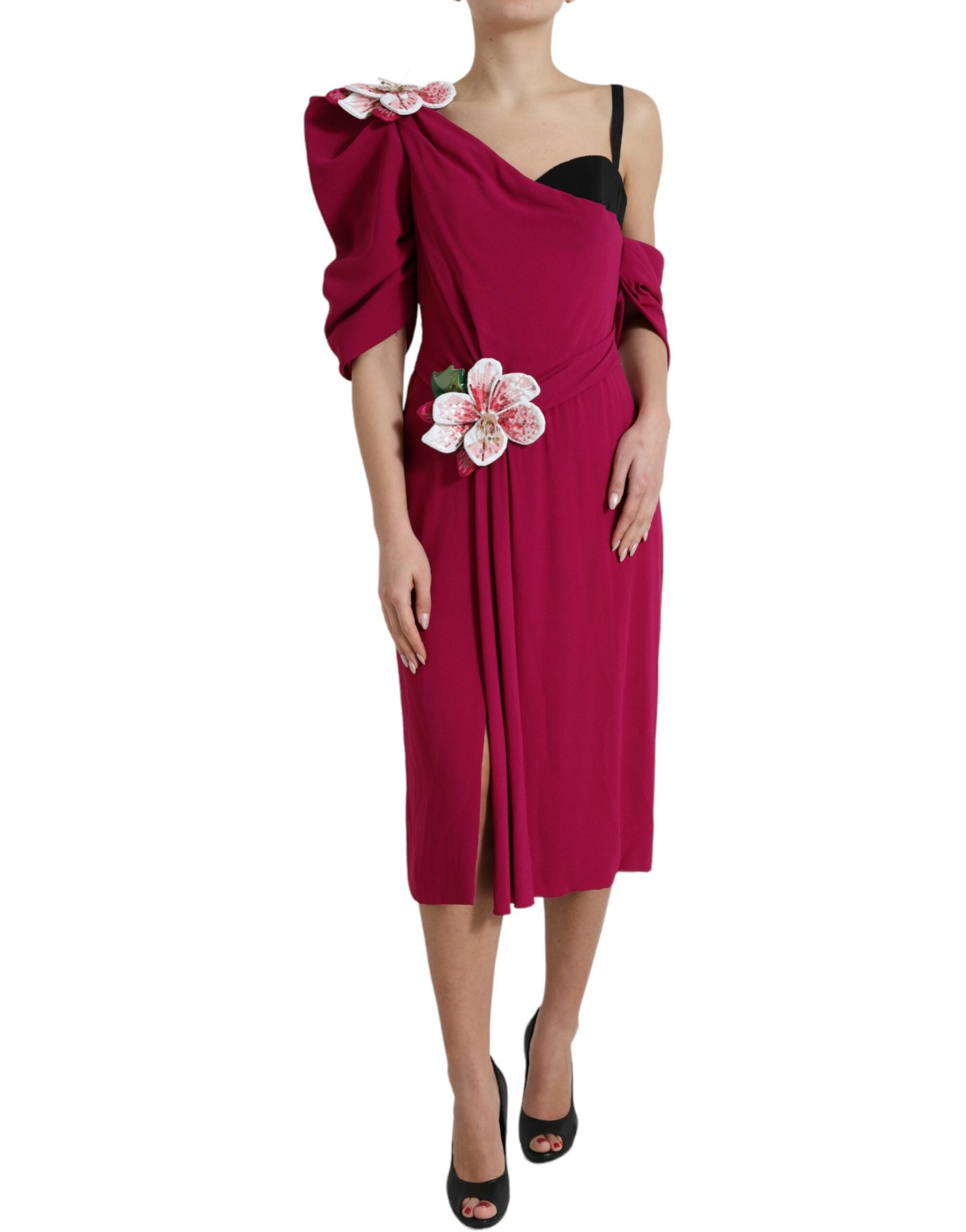 Dolce &amp; Gabbana Robe fourreau mi-longue en soie violette élégante