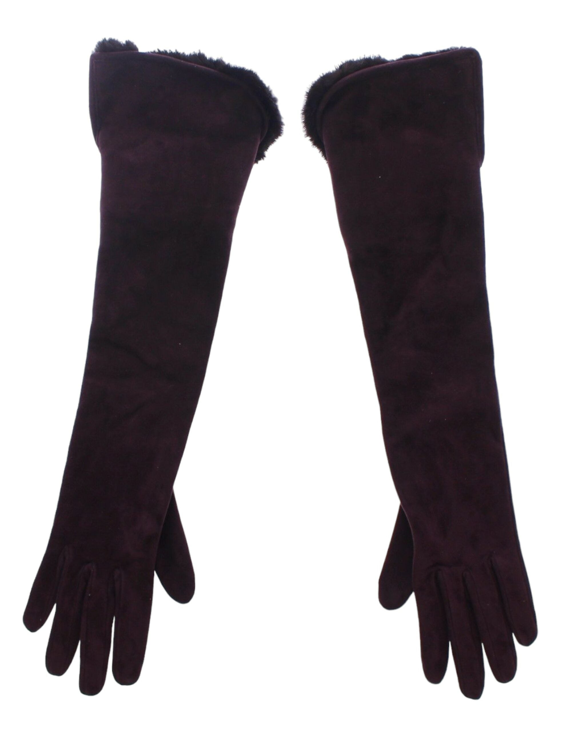 Dolce &amp; Gabbana Gants élégants en fourrure violette longueur coude