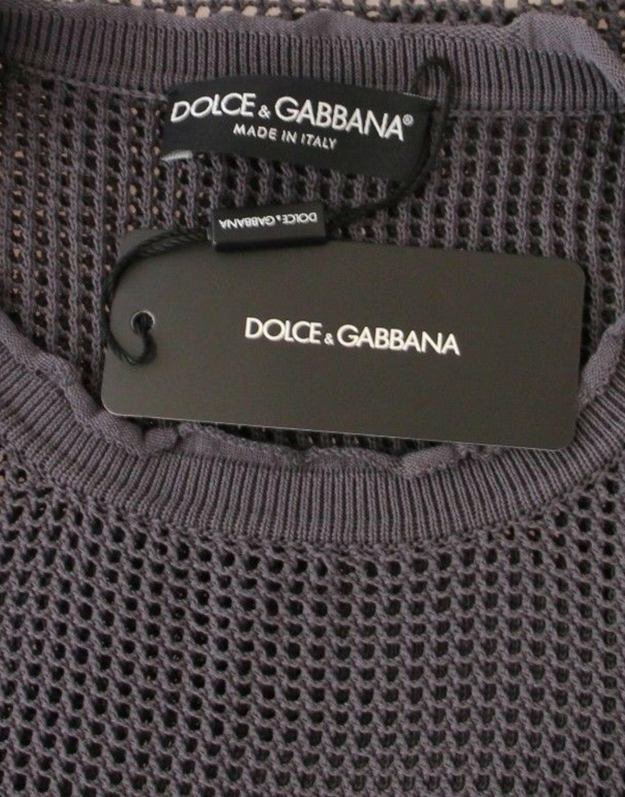 Dolce &amp; Gabbana Pull élégant à col rond en filet en violet clair