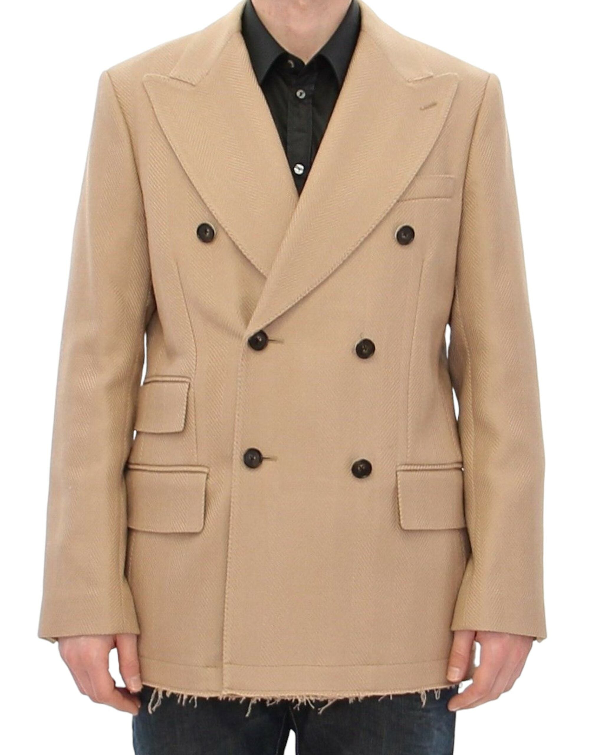 Dolce &amp; Gabbana Manteau en laine formel beige élégant