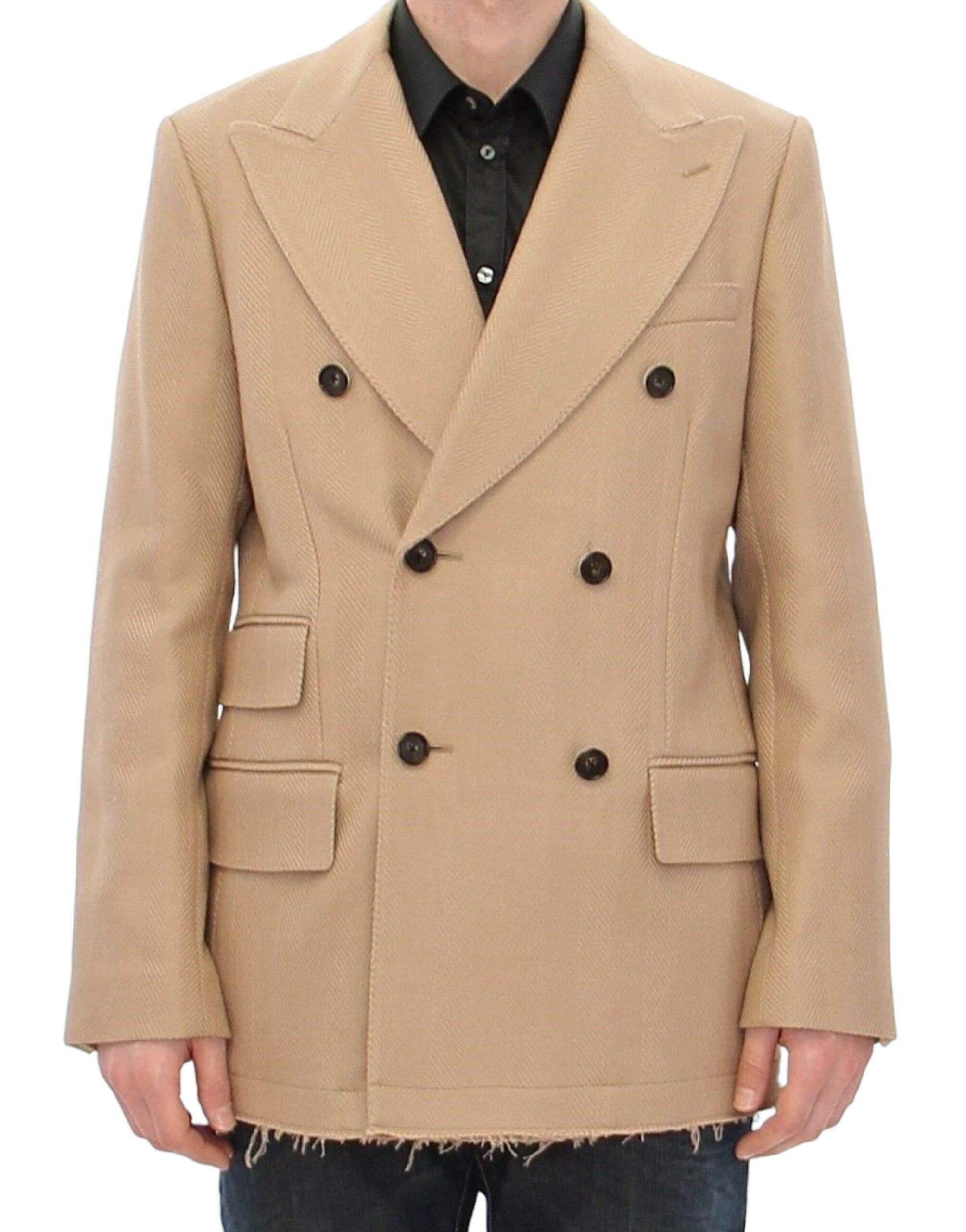 Dolce &amp; Gabbana Manteau en laine formel beige élégant