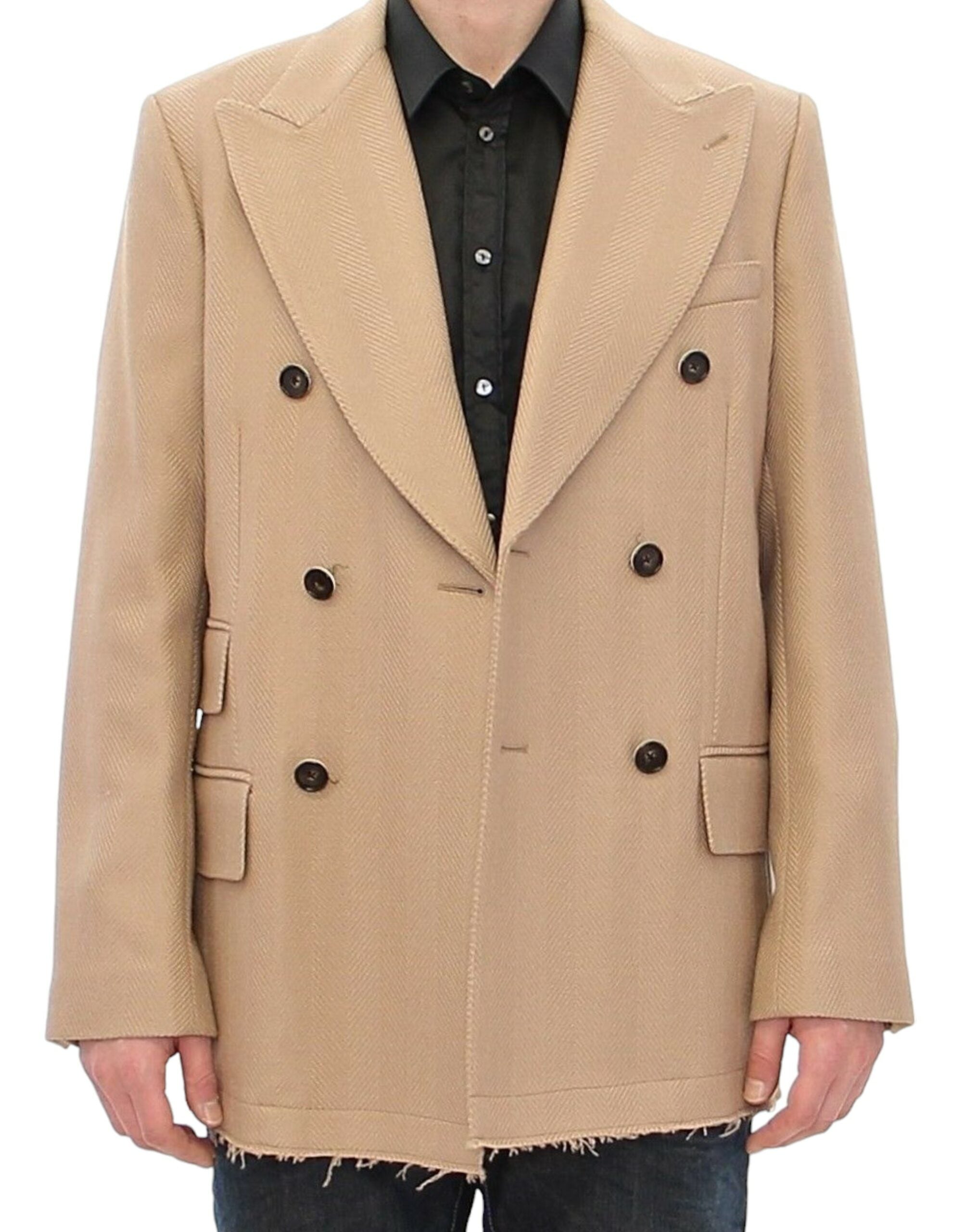 Dolce &amp; Gabbana Manteau en laine formel beige élégant