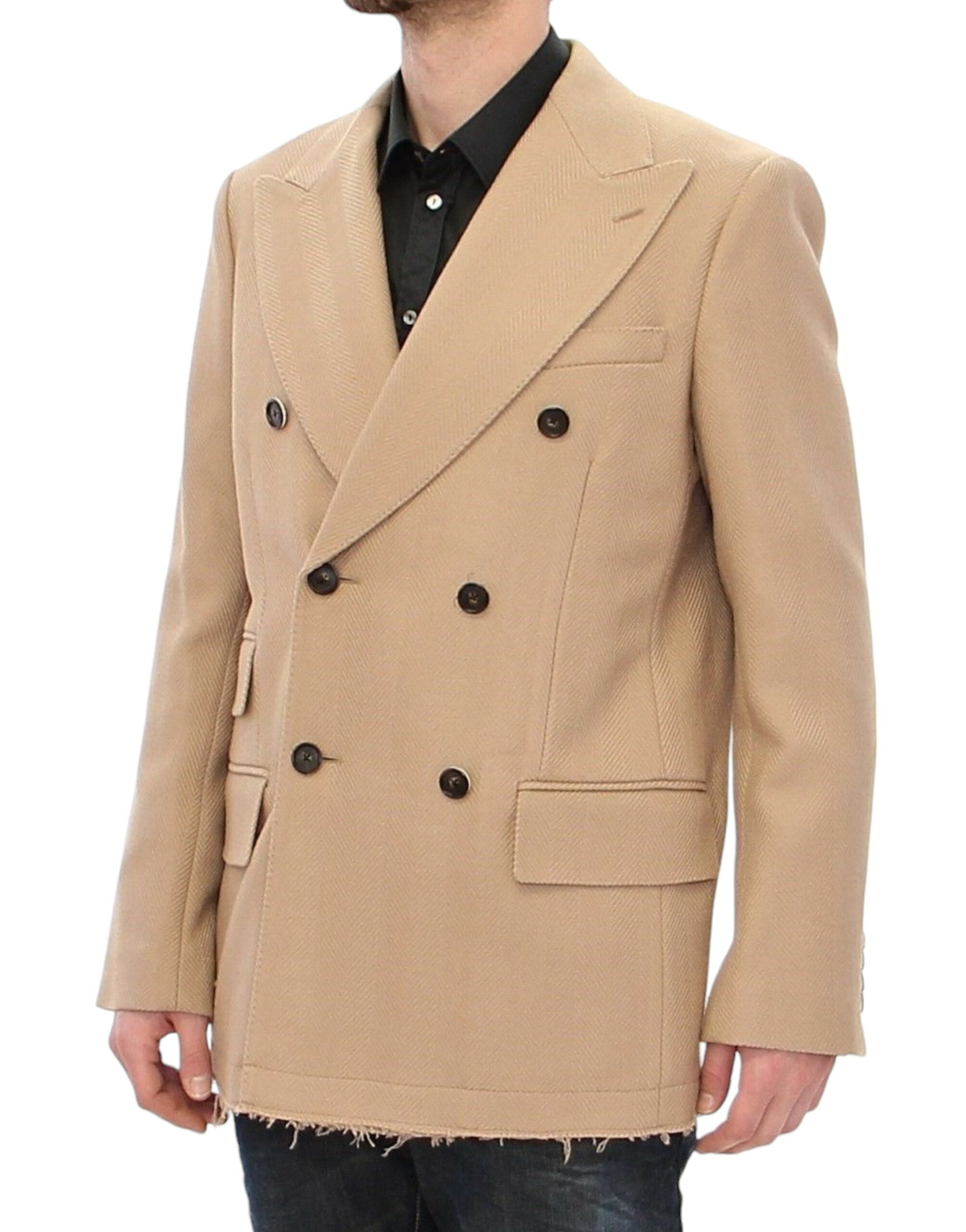 Dolce &amp; Gabbana Manteau en laine formel beige élégant