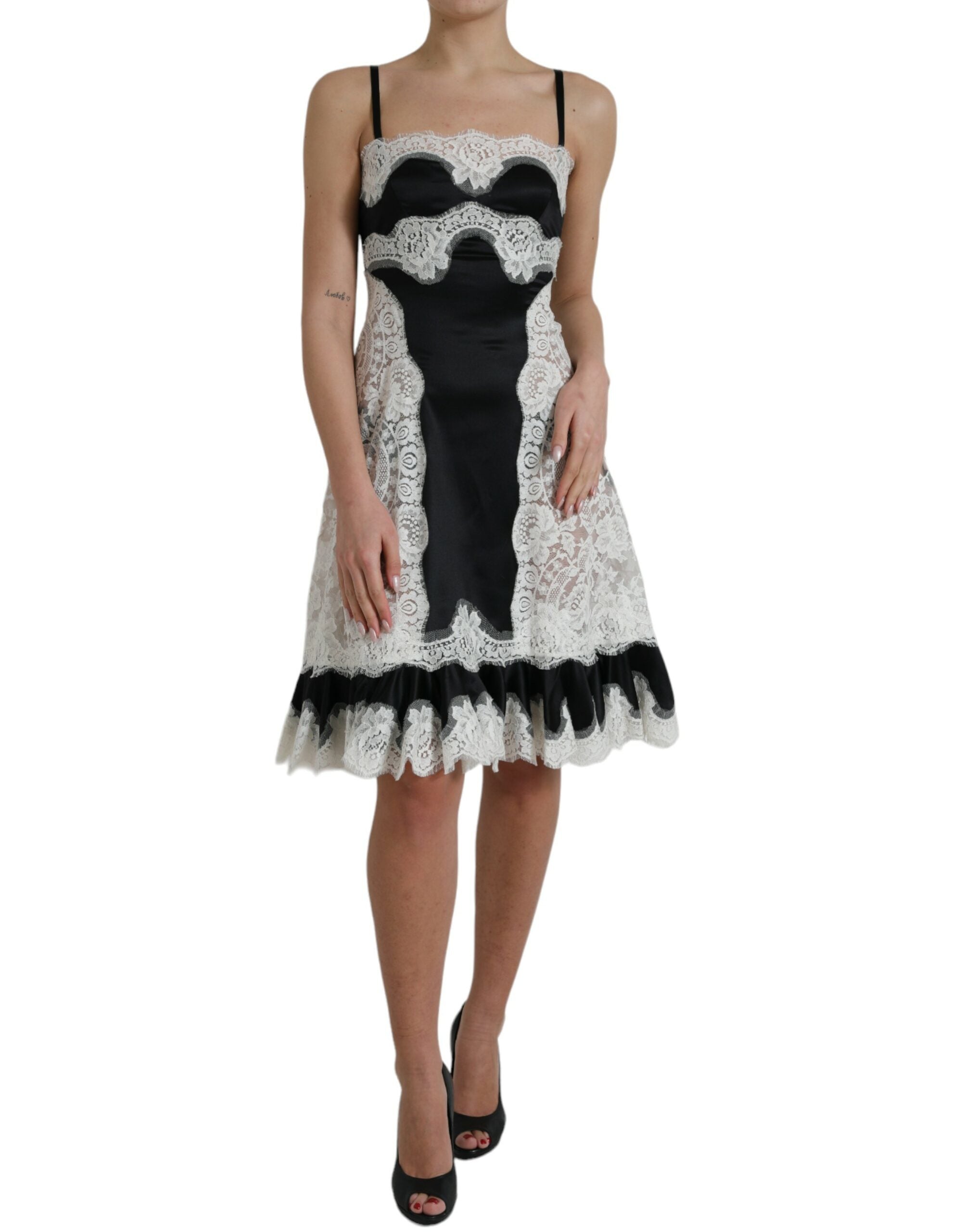 Dolce & Gabbana Elegant Silk Blend A-Line Lace Dress