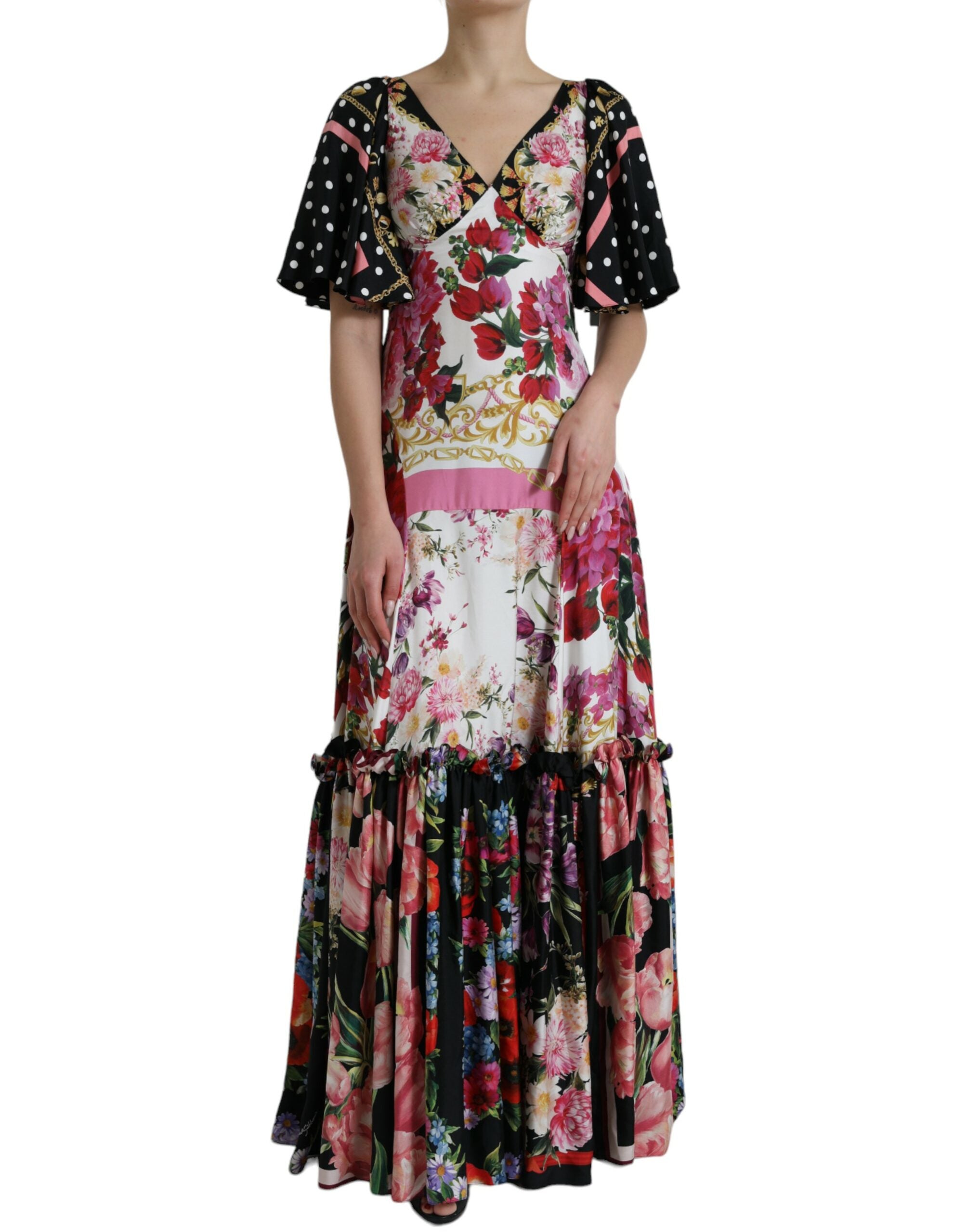 Dolce & Gabbana Robe en sergé de soie à imprimé floral multicolore