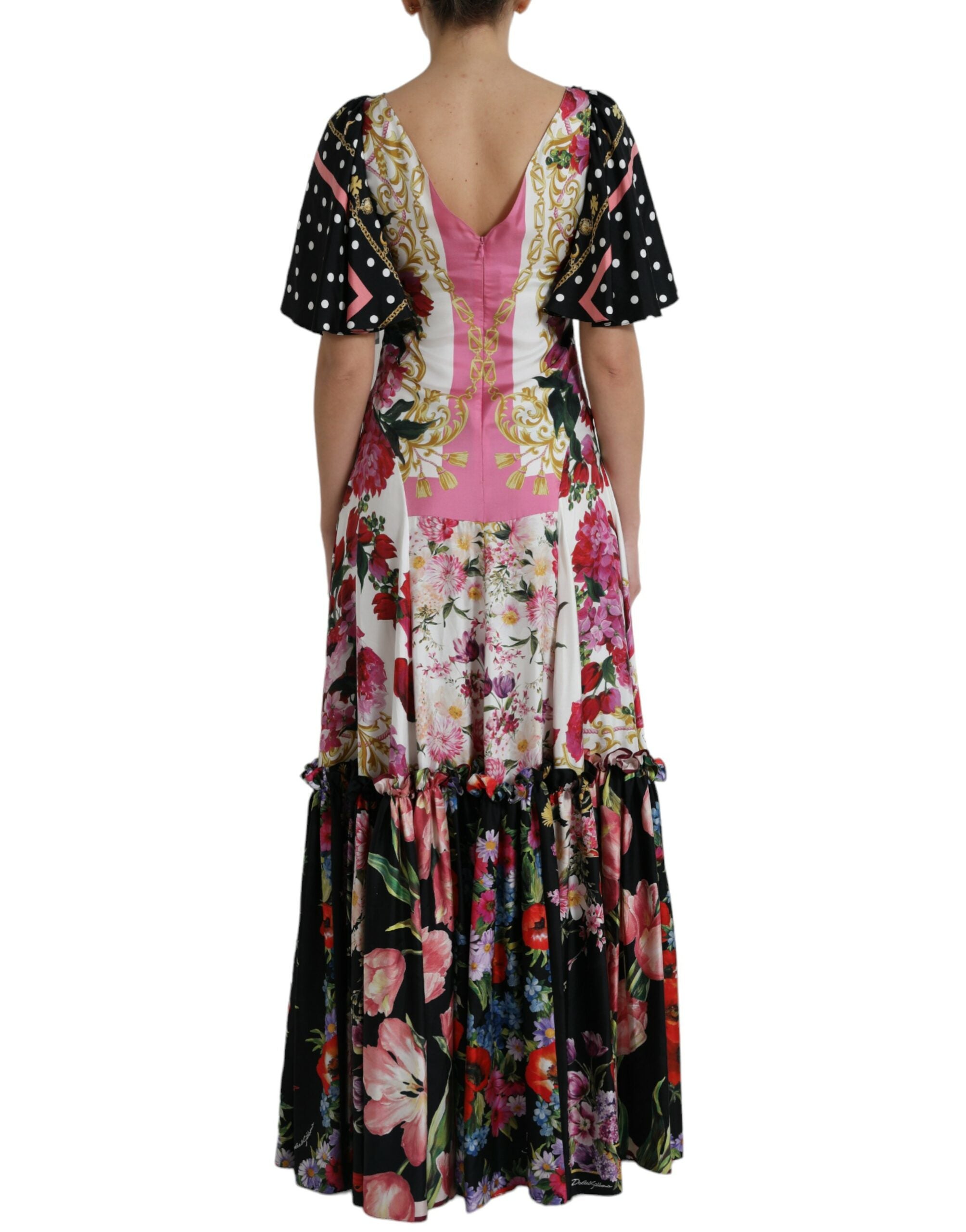 Dolce & Gabbana Robe en sergé de soie à imprimé floral multicolore