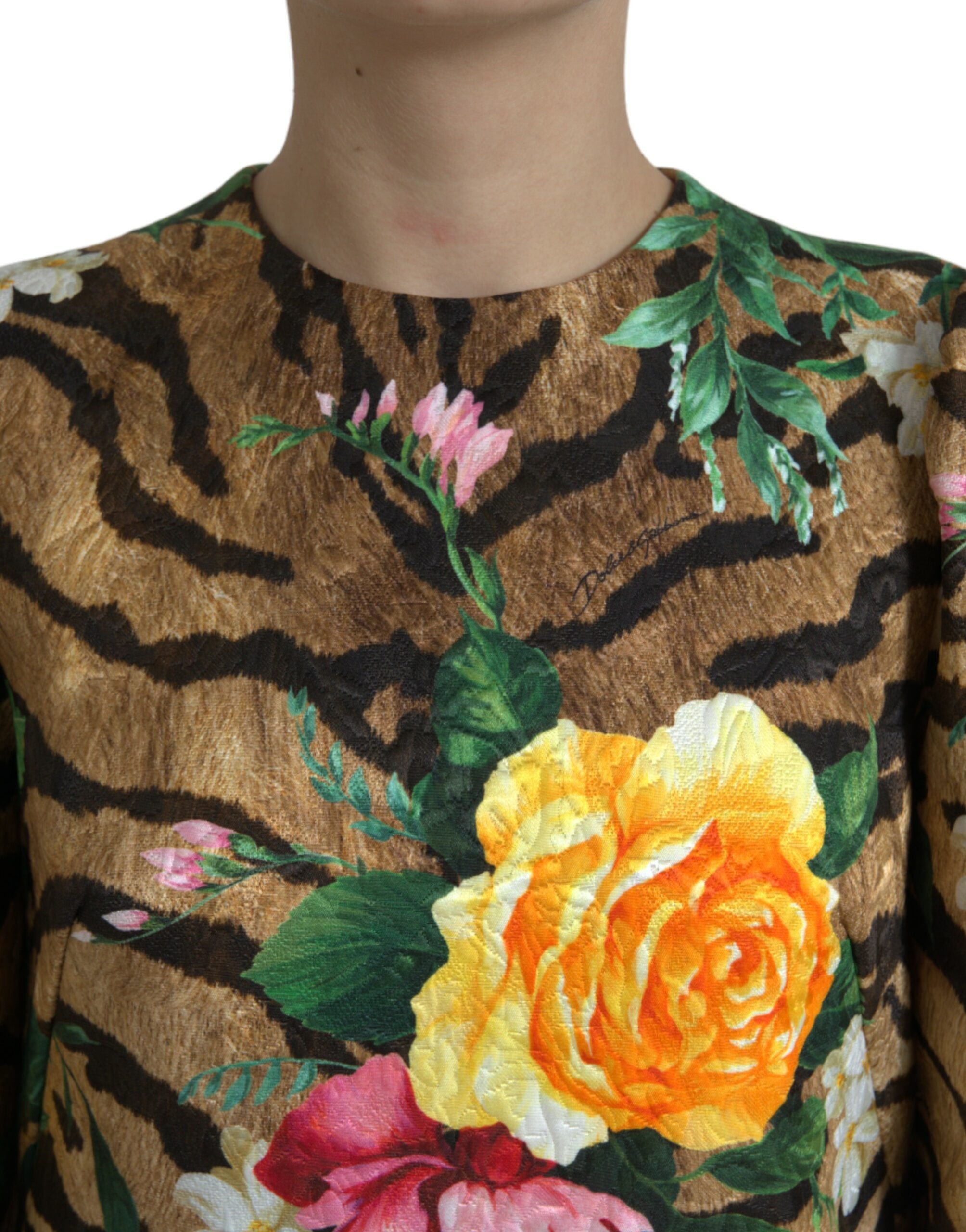 Dolce & Gabbana Animal & Floral Print Mini Shift Dress