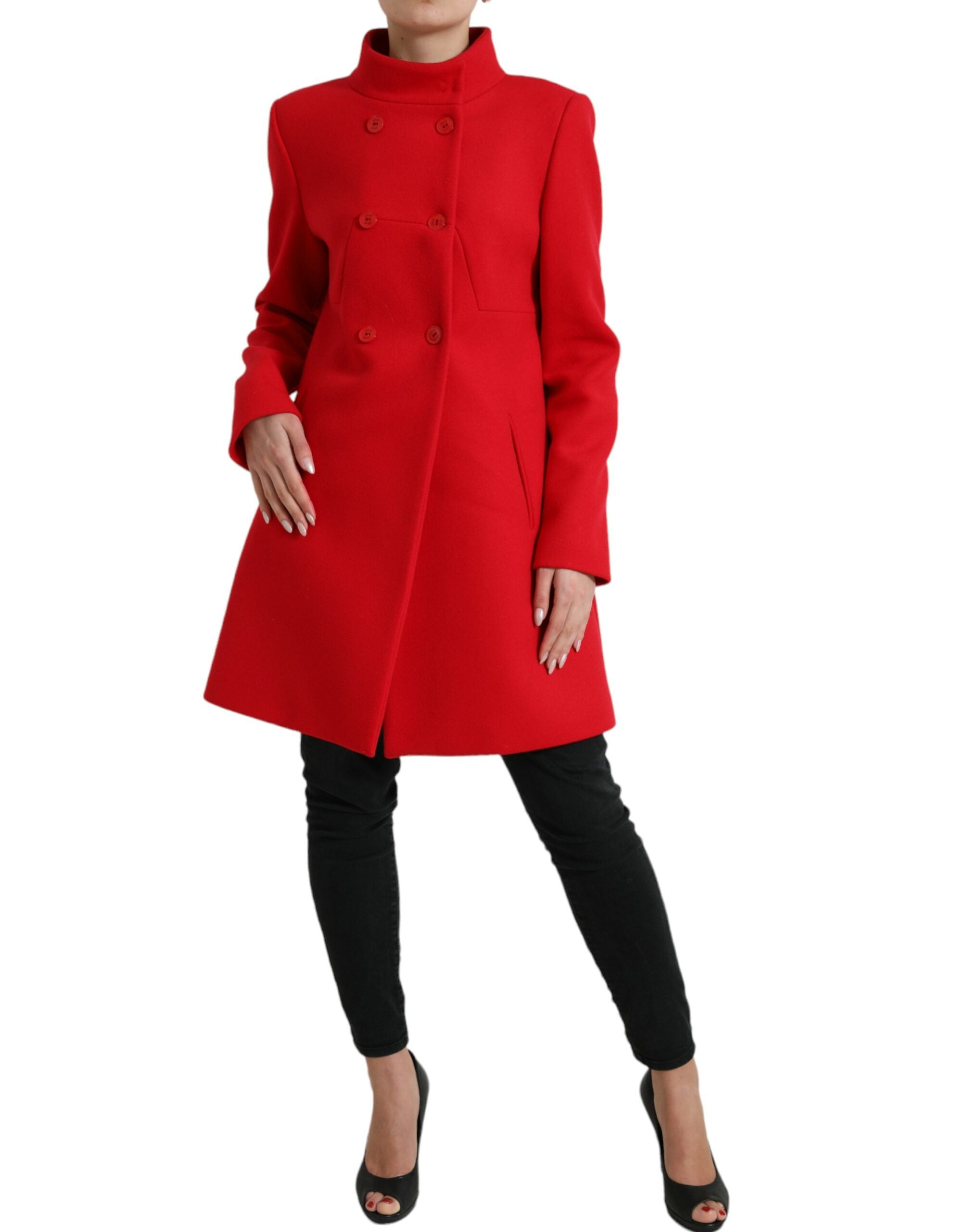 Liu Jo Elegant Red Double Breasted Long Coat