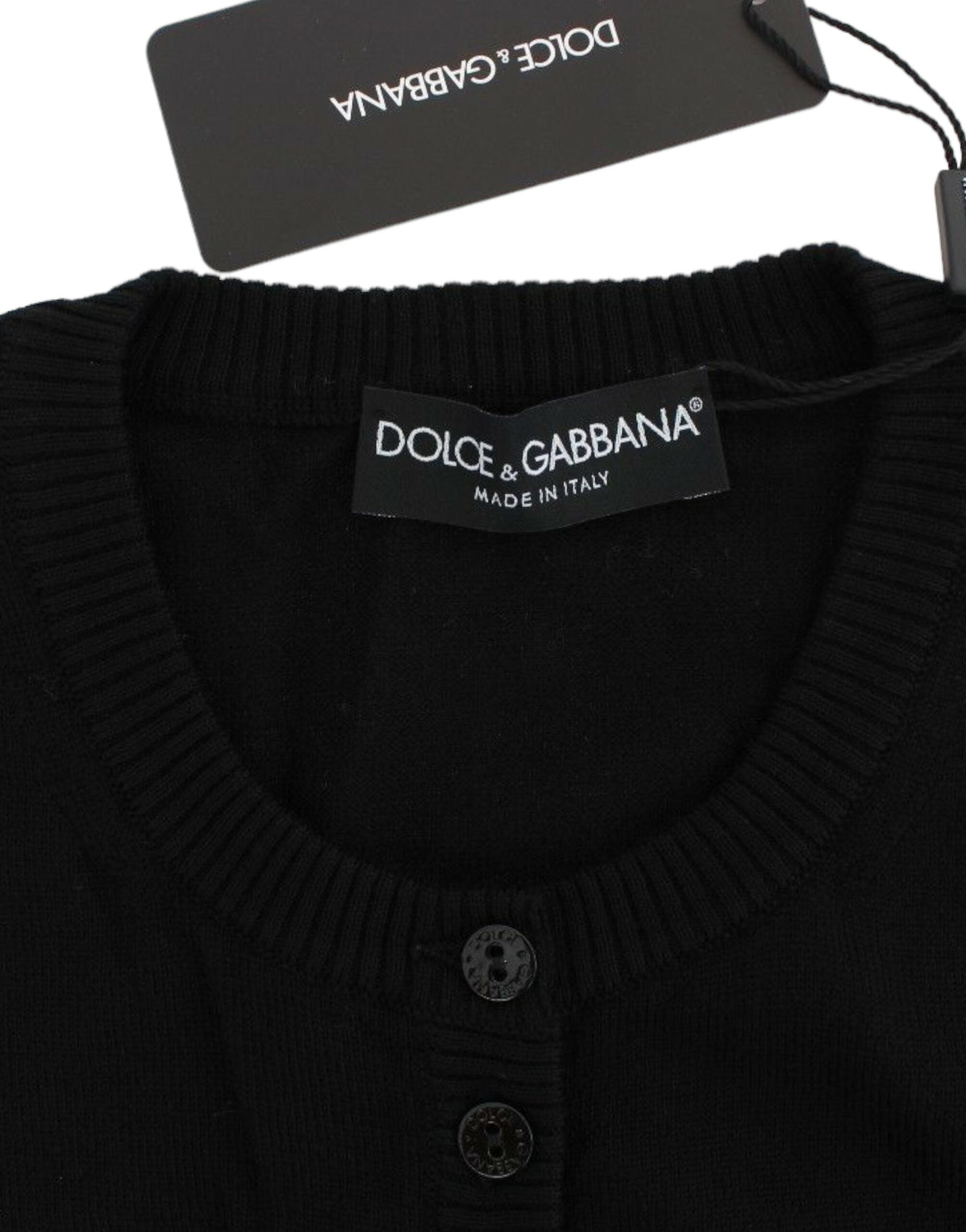 Dolce &amp; Gabbana Élégant pull cardigan en laine noire