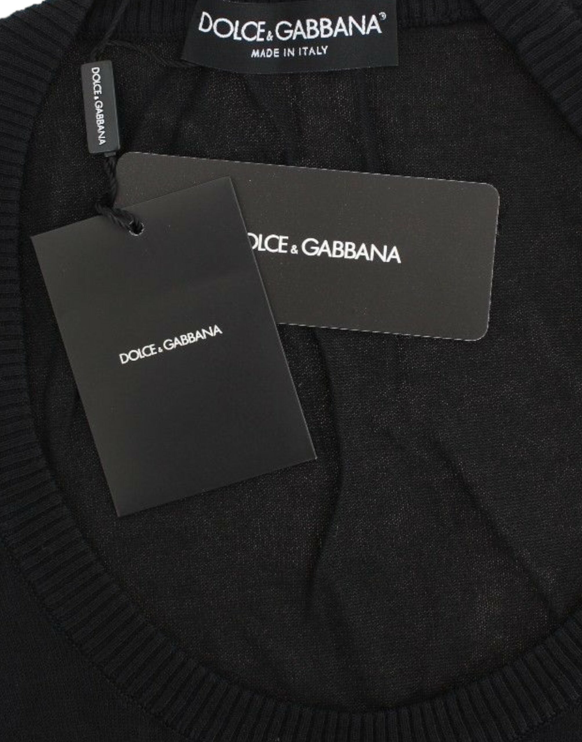 Dolce &amp; Gabbana Pull noir élégant à col rond profond