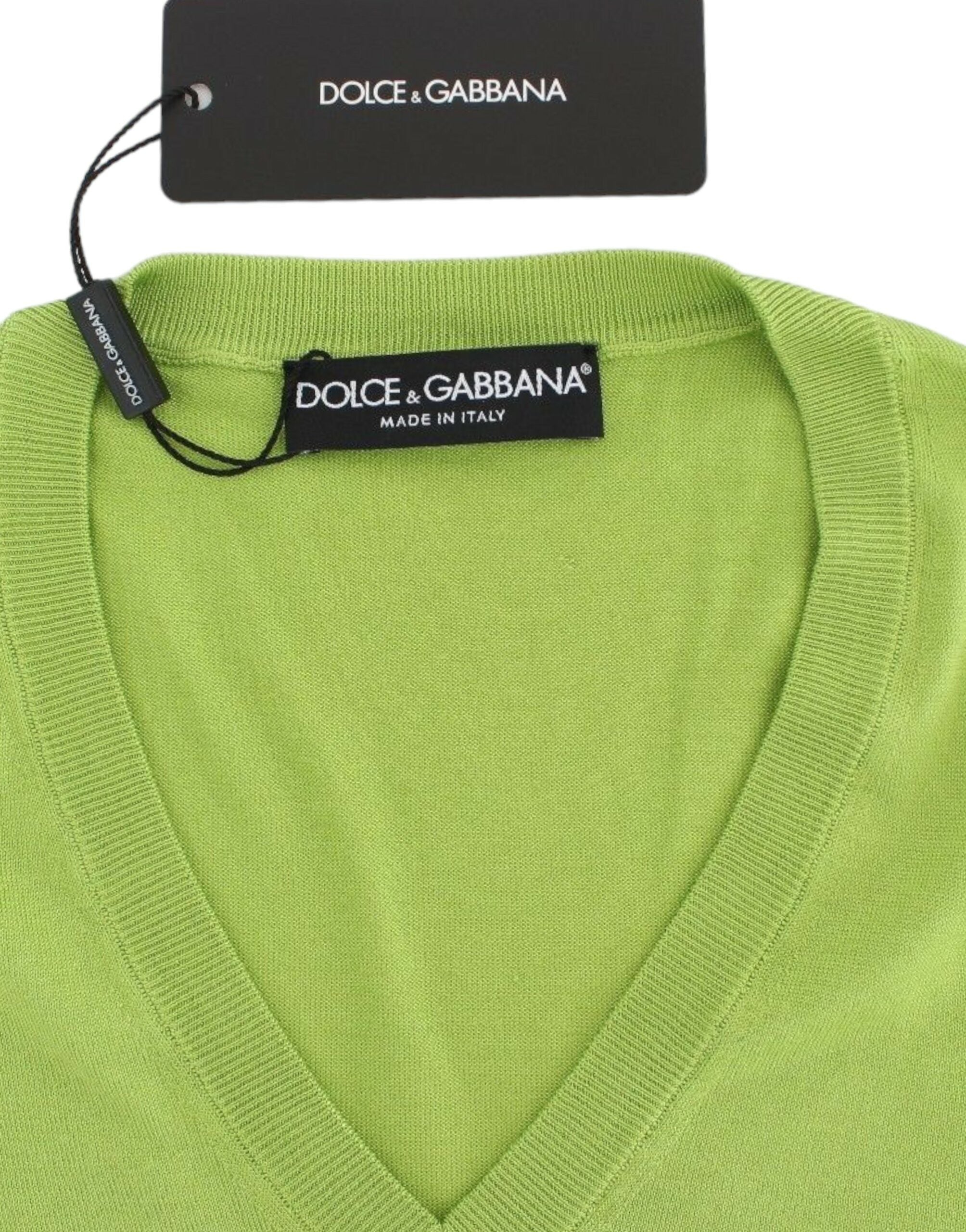 Dolce & Gabbana Haut pull à col en V en laine verte